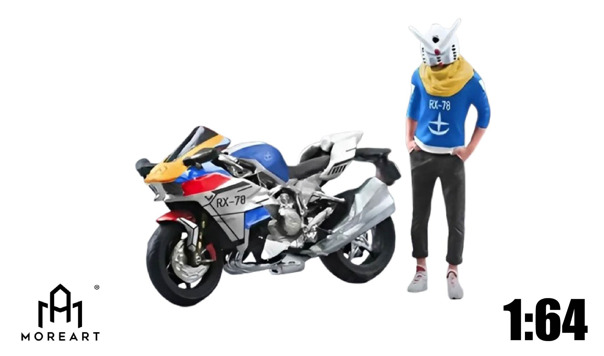 Mô hình nhân vật và mô tô Kawasaki Ninja H2 Gundam RX-78-2 Human's figure Set tỉ lệ 1:64 Modernart More art MO222046