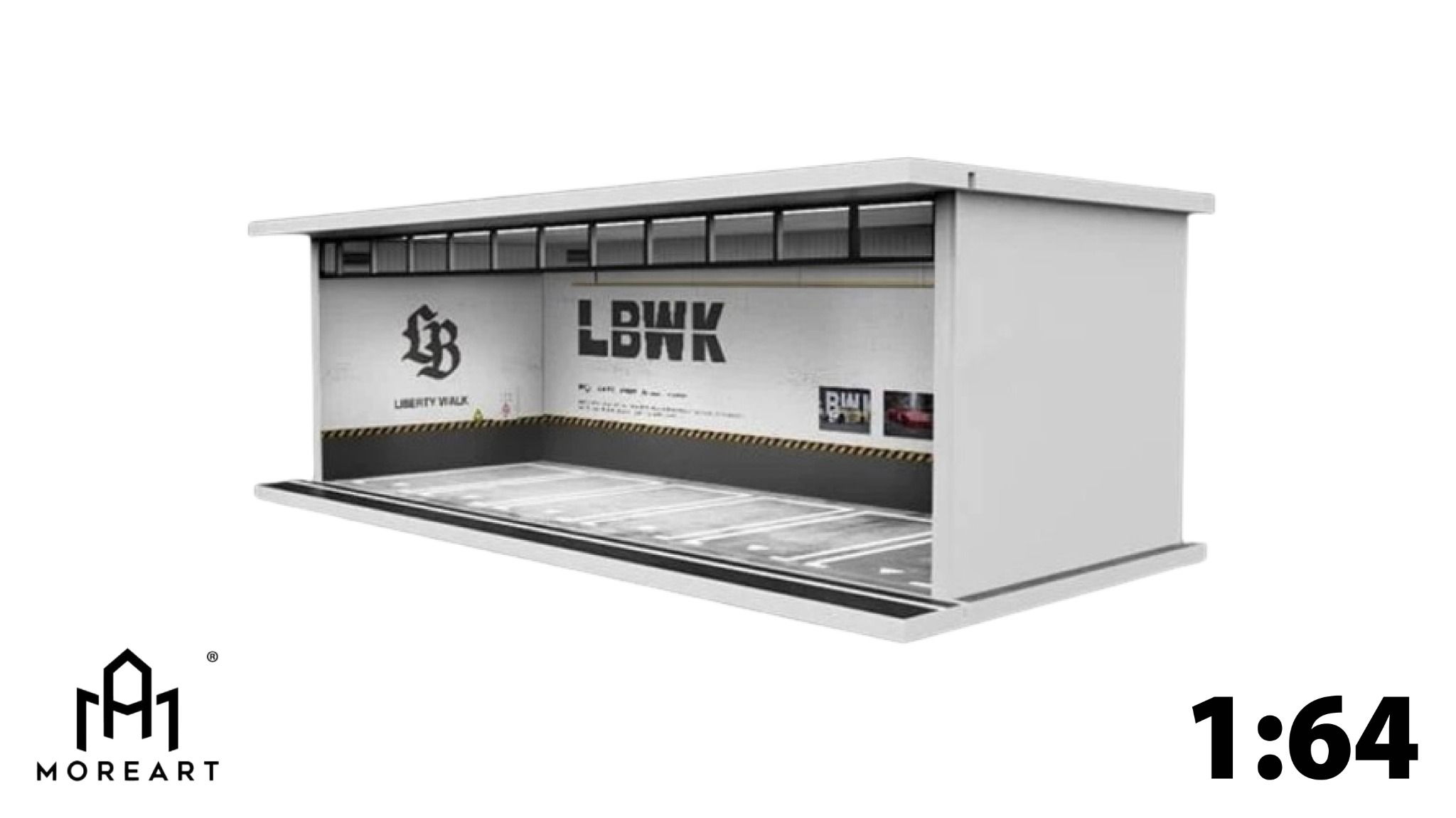 Hộp trưng bày mica mô phỏng bãi đỗ xe LBWK kích thước 30x13.3x10cm tỉ lệ 1:64 MoreArt MO914023