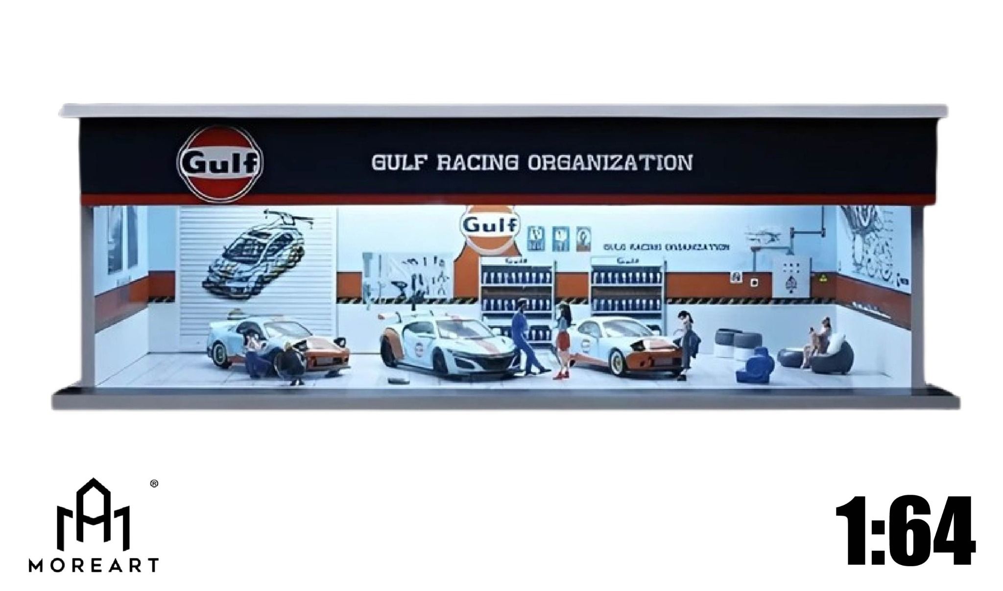 Hộp trưng bày mica mô phỏng Workshop GULF kích thước 30x13.3x10cm tỉ lệ 1:64 MoreArt MO914106
