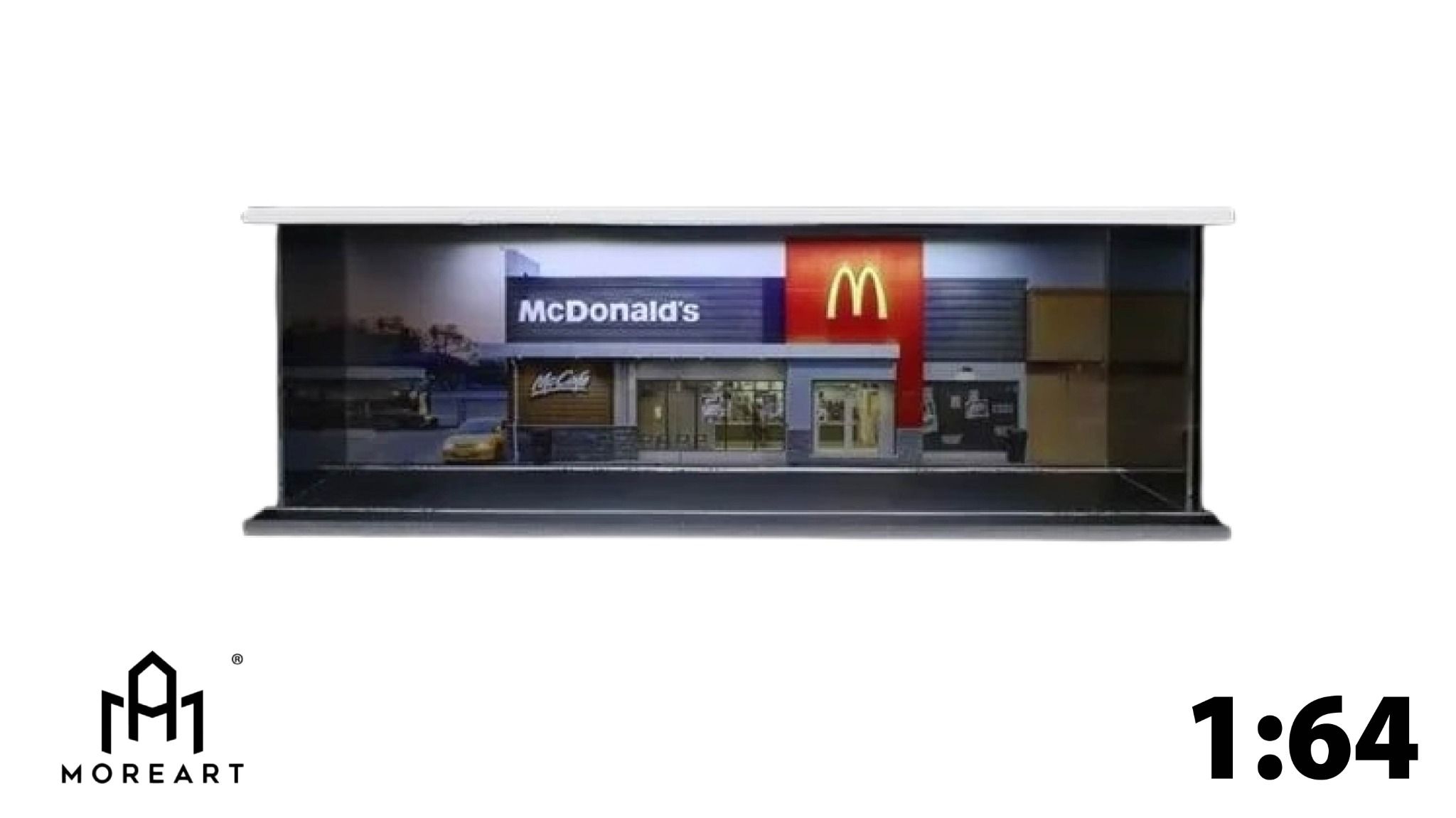 Hộp trưng bày mica mô phỏng cửa hàng McDonald's kích thước 30x13.3x10cm tỉ lệ 1:64 MoreArt MO914203
