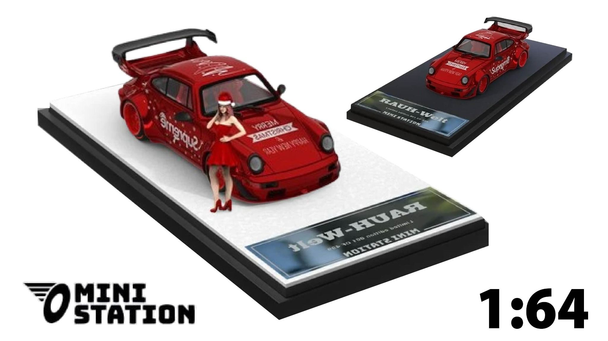 Mô hình xe Porsche 964 Merry Christmas Supreme giới hạn 499 chiếc tỉ lệ 1:64 Omini Station MS640872