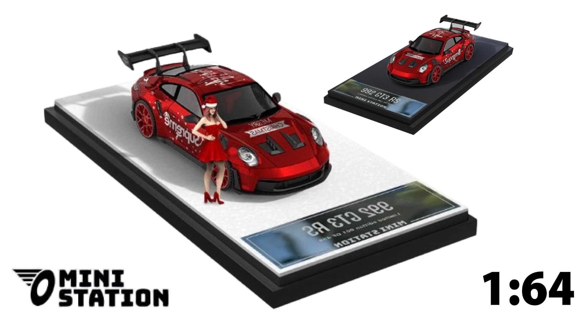 Mô hình xe Porsche 992 GT3 RS Merry Christmas Supreme giới hạn 499 chiếc tỉ lệ 1:64 Omini Station MS644628
