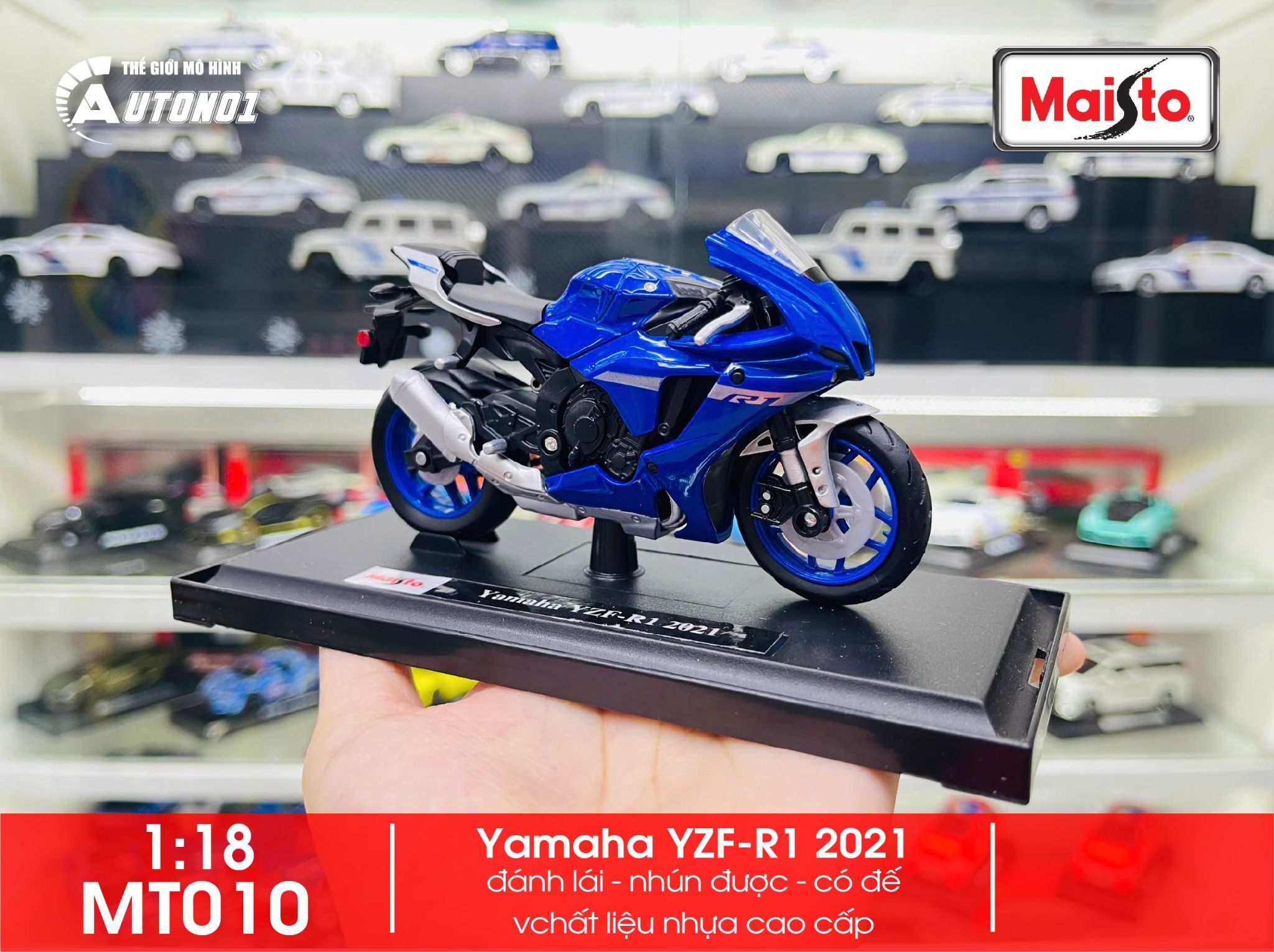Mô hình xe Yamaha YZF-R1 2021 tỉ lệ 1:18 Maisto MT010