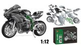  Mô hình xe lắp ráp Kawasaki H2R hợp kim có âm thanh có đèn 1:12 Alloy Model MT033 