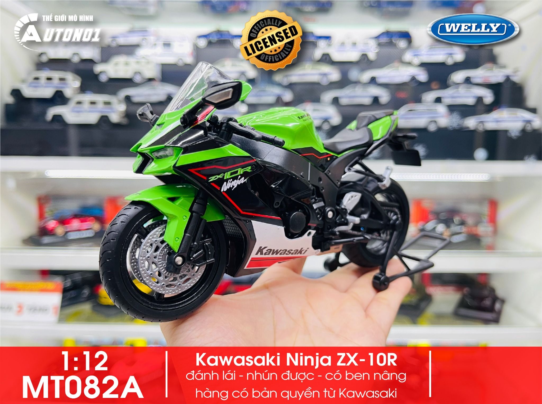 Mô hình xe Kawasaki Ninja ZX-10R 1:12 Welly MT082