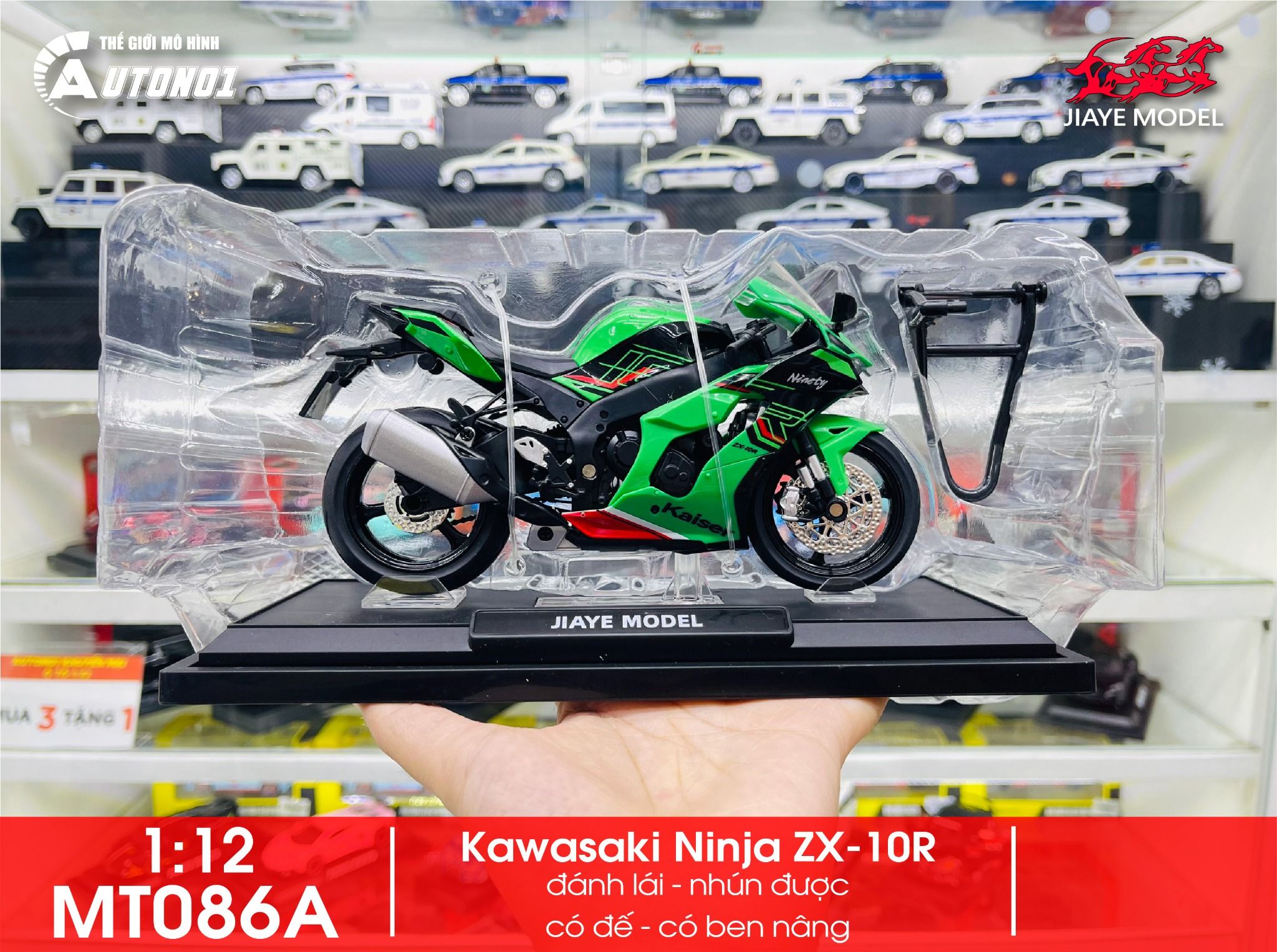 Mô hình xe Kawasaki Ninja ZX-10R tỉ lệ 1:12 Jiaye Model MT086