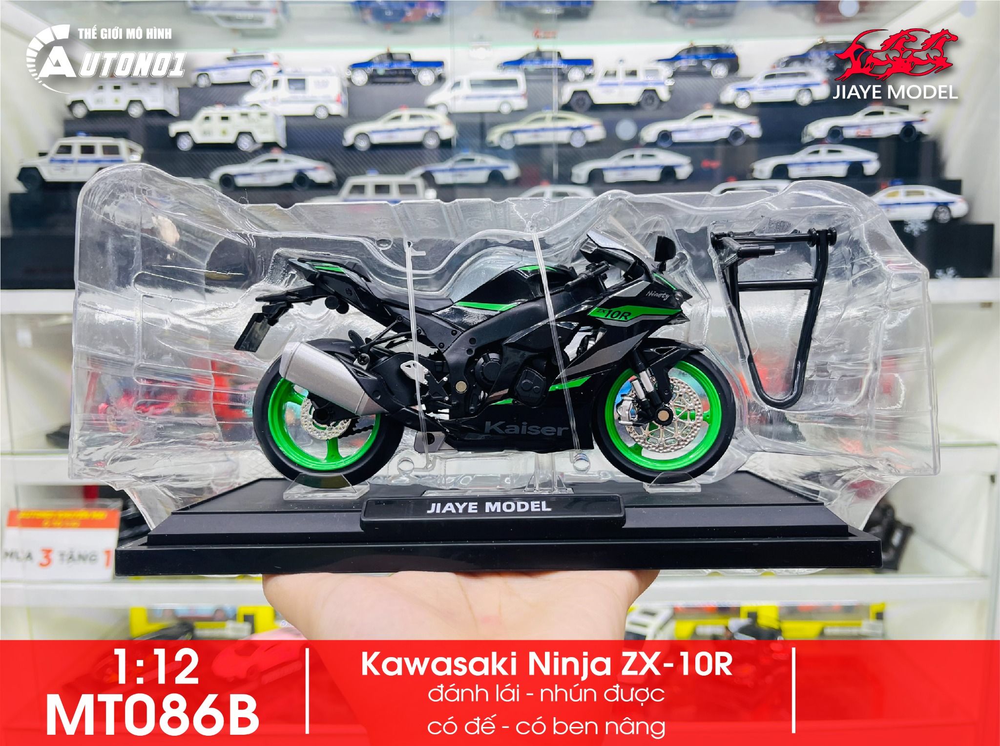 Mô hình xe Kawasaki Ninja ZX-10R tỉ lệ 1:12 Jiaye Model MT086
