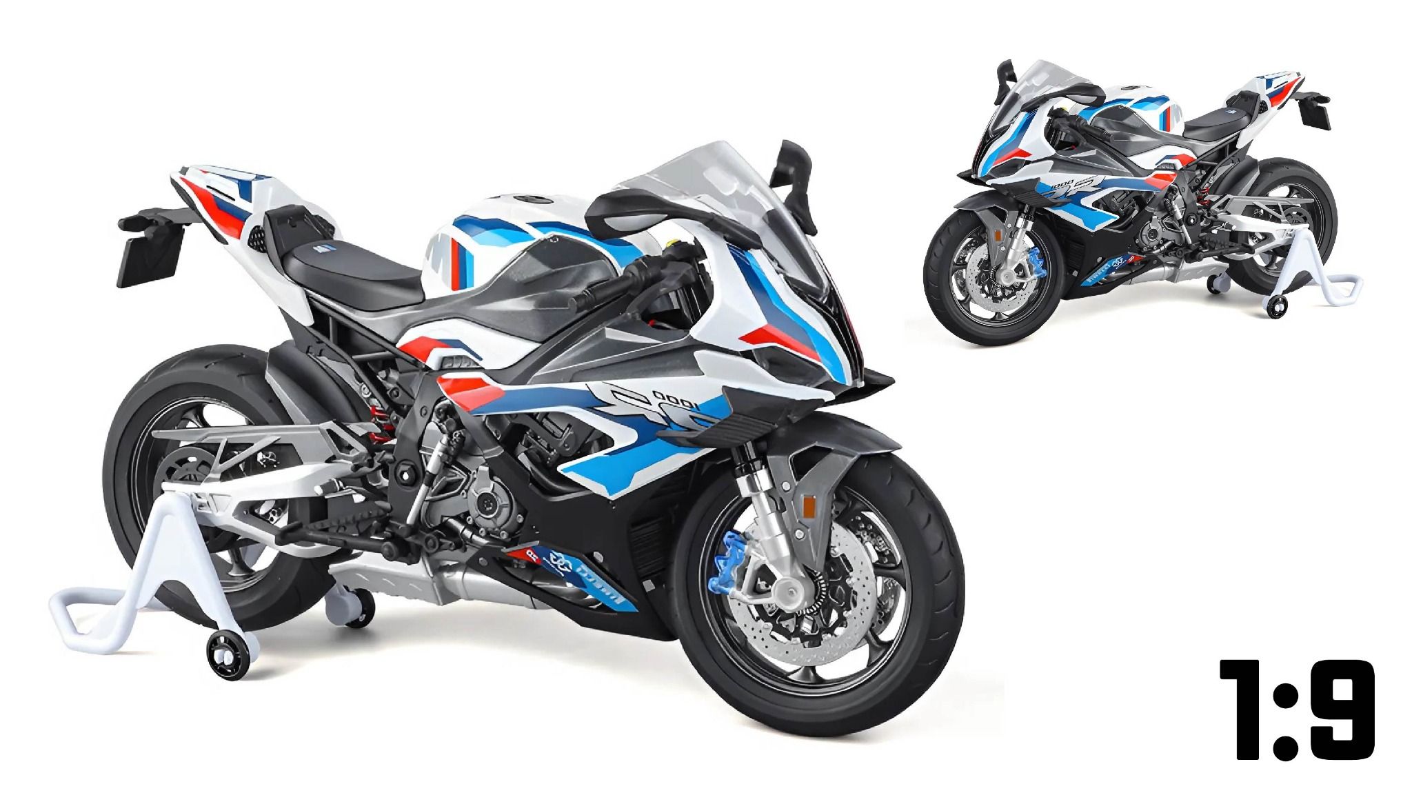 Mô hình xe BMW M1000RR có ben nâng - âm thanh - đèn - nhún được tỉ lệ 1:9 Huayi Alloy MT09006