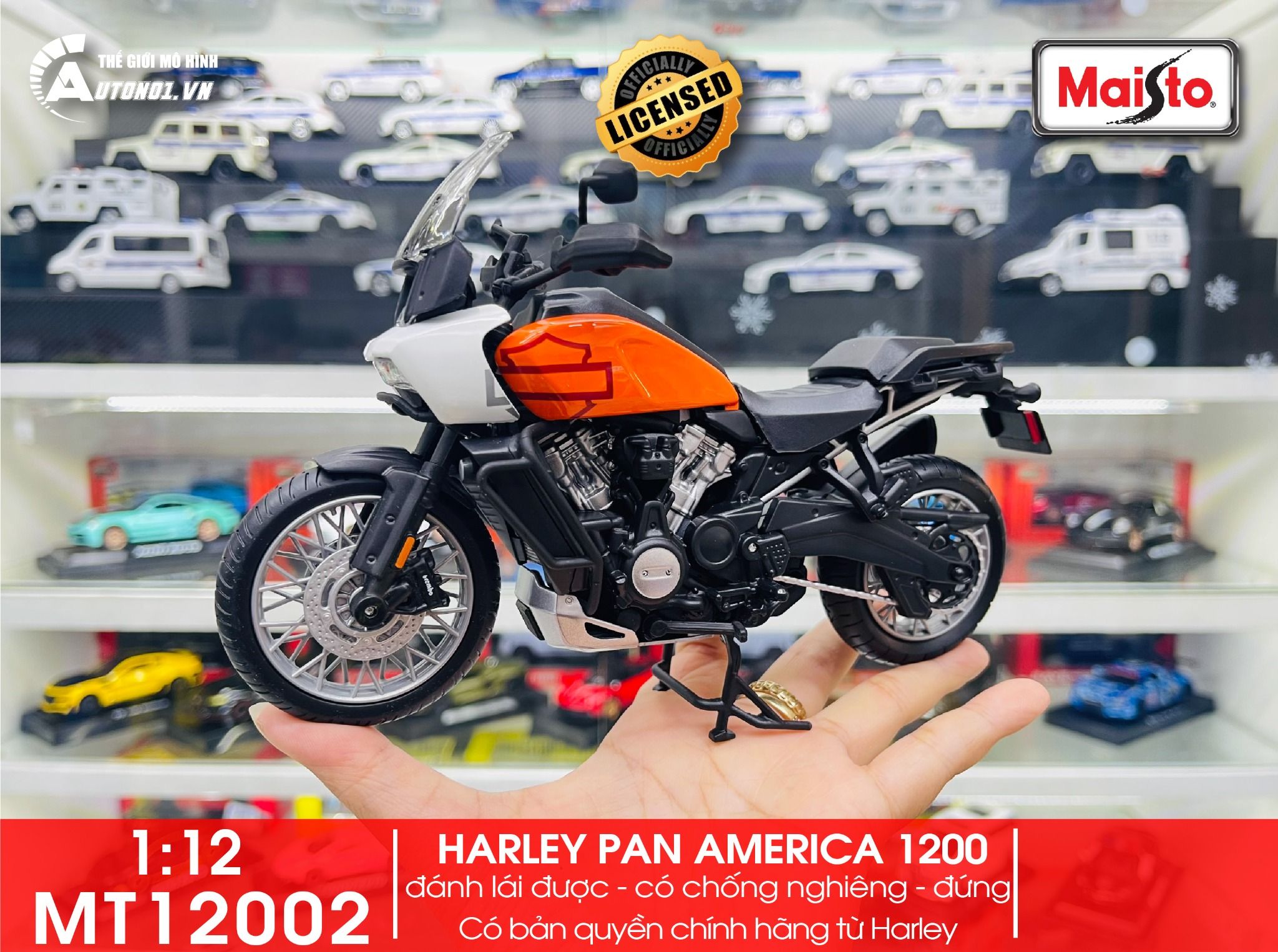 Mô hình xe mô tô Harley Davision Pan America 1200 2021 tỉ lệ 1:12 Maisto 32338 MT12002