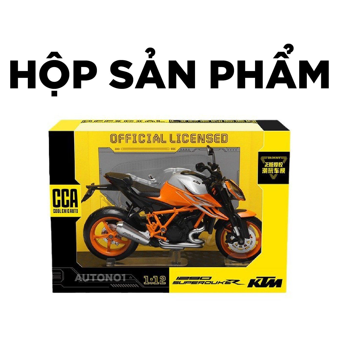 Mô hình xe KTM 1290 Super Duke R có đế tỉ lệ 1:12 CCA MT12006
