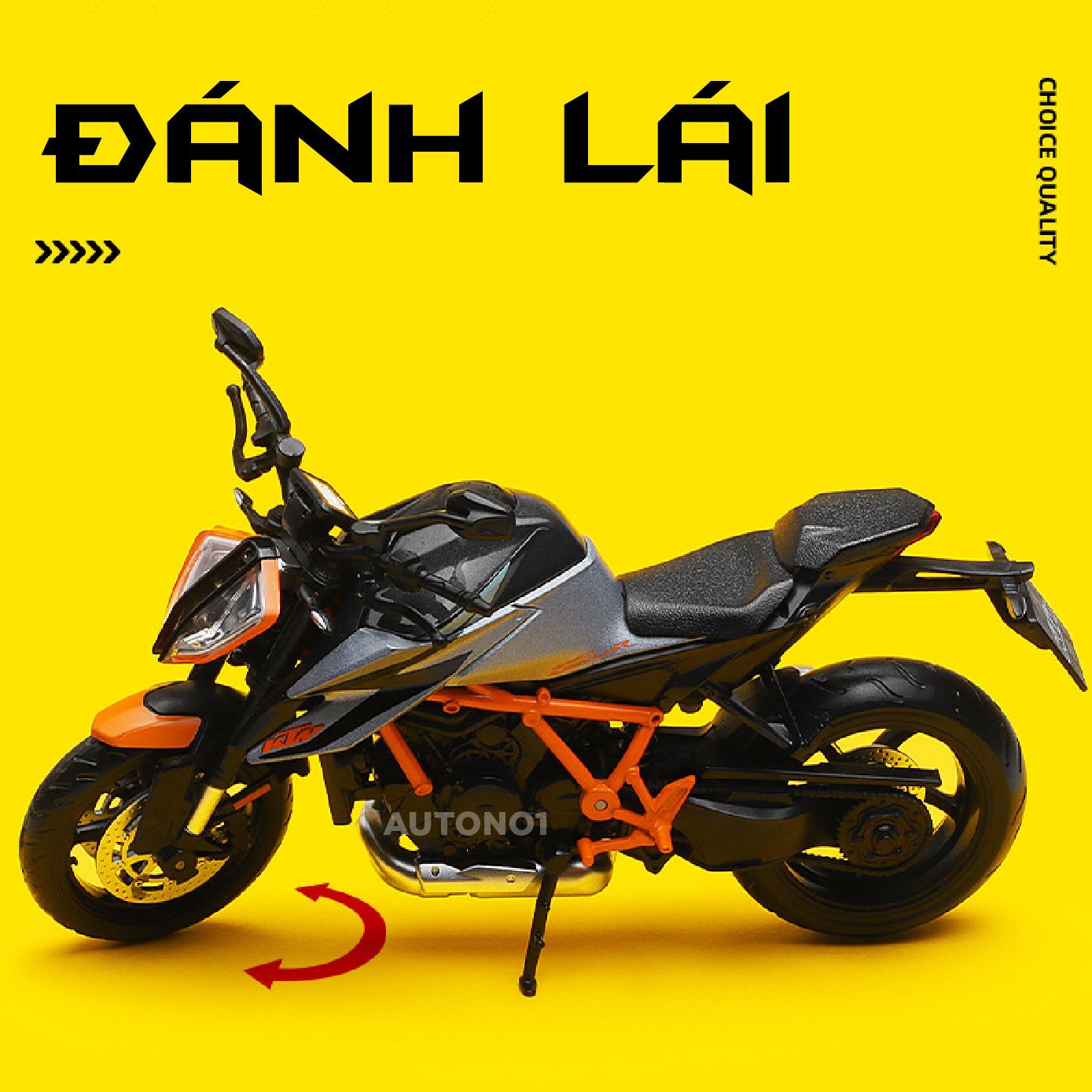 Mô hình xe KTM 1290 Super Duke R có đế tỉ lệ 1:12 CCA MT12006