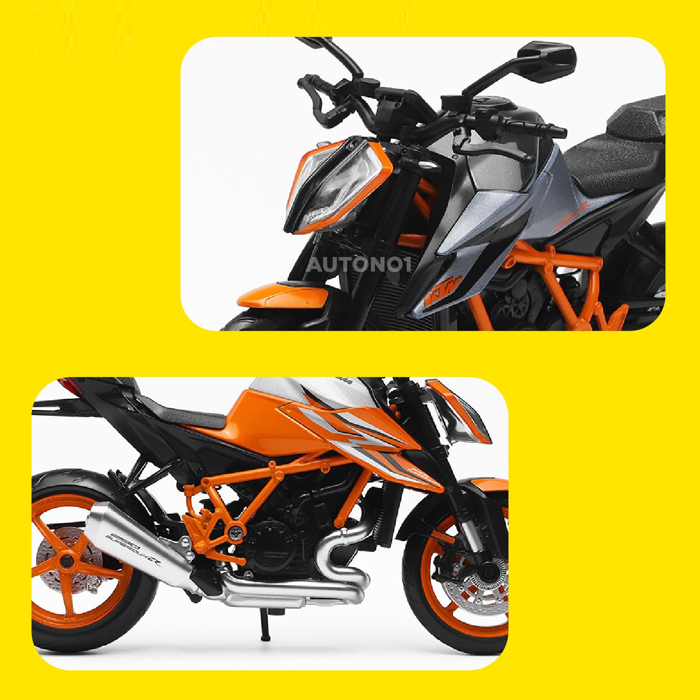 Mô hình xe KTM 1290 Super Duke R có đế tỉ lệ 1:12 CCA MT12006