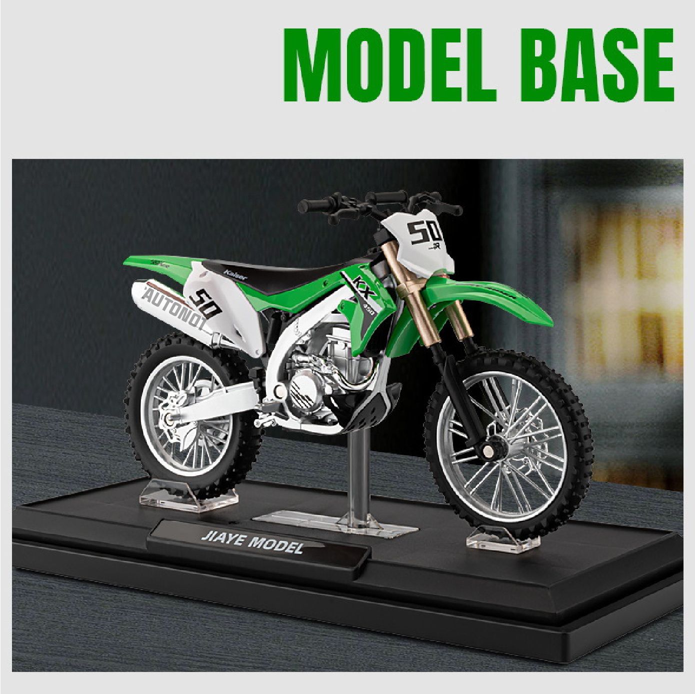Mô hình xe cào cào Kawasaki KX450 tỉ lệ 1:12 Jiaye Model MT12007