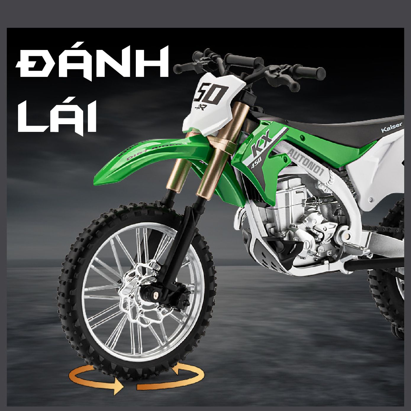 Mô hình xe cào cào Kawasaki KX450 tỉ lệ 1:12 Jiaye Model MT12007