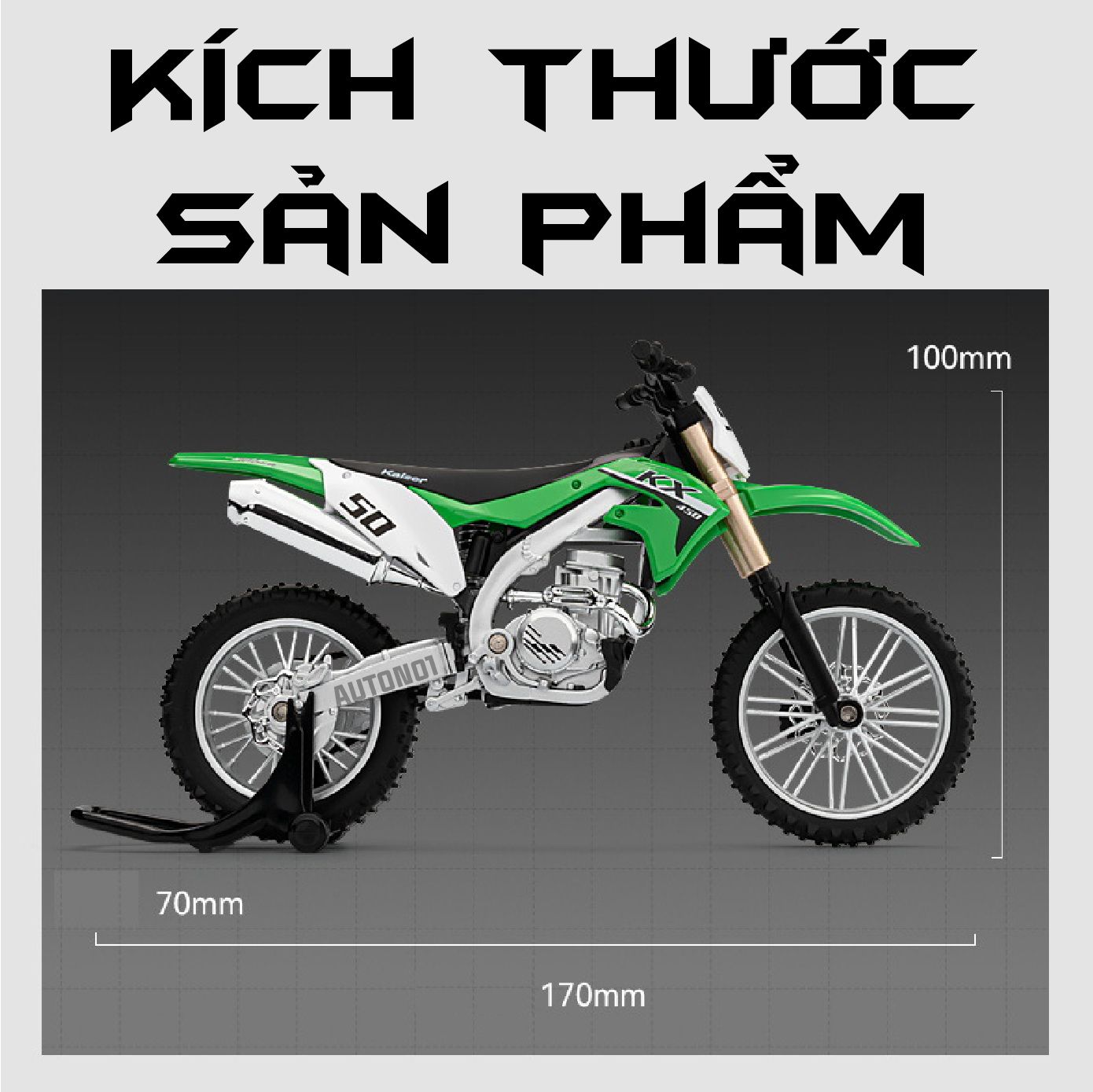 Mô hình xe cào cào Kawasaki KX450 tỉ lệ 1:12 Jiaye Model MT12007