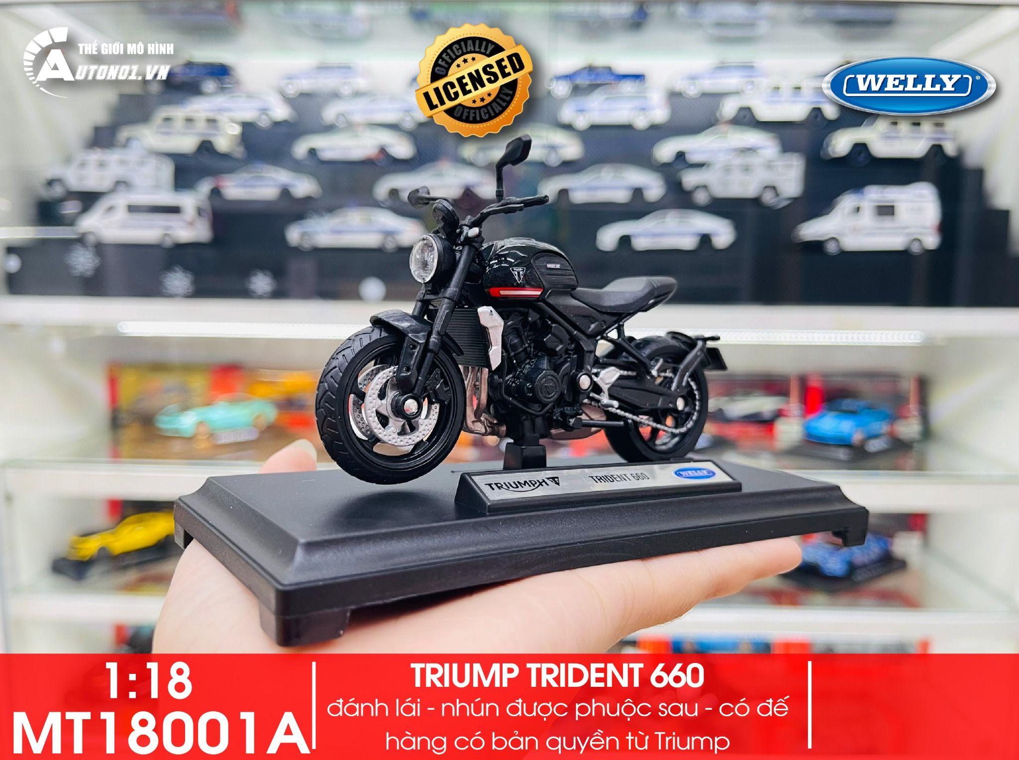 Mô hình xe Triumph Trident 660 1:18 Welly MT18001