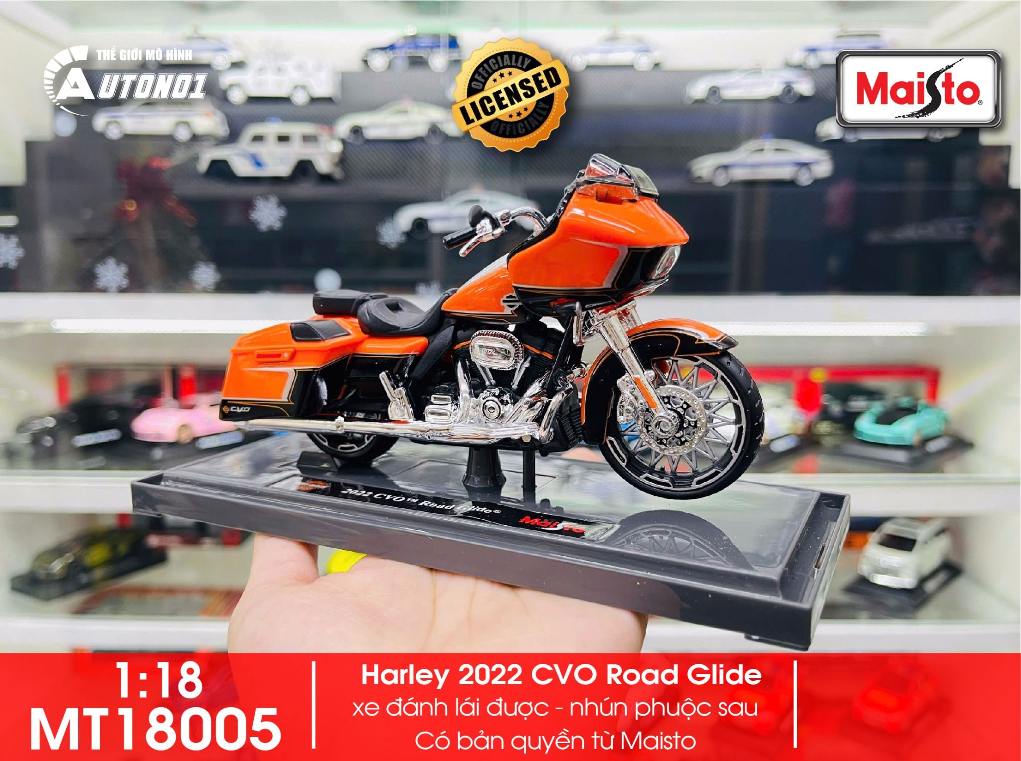 Mô hình Harley Davidson 2022 CVO Road Glide Orange 1:18 Maisto 39360 MT18005