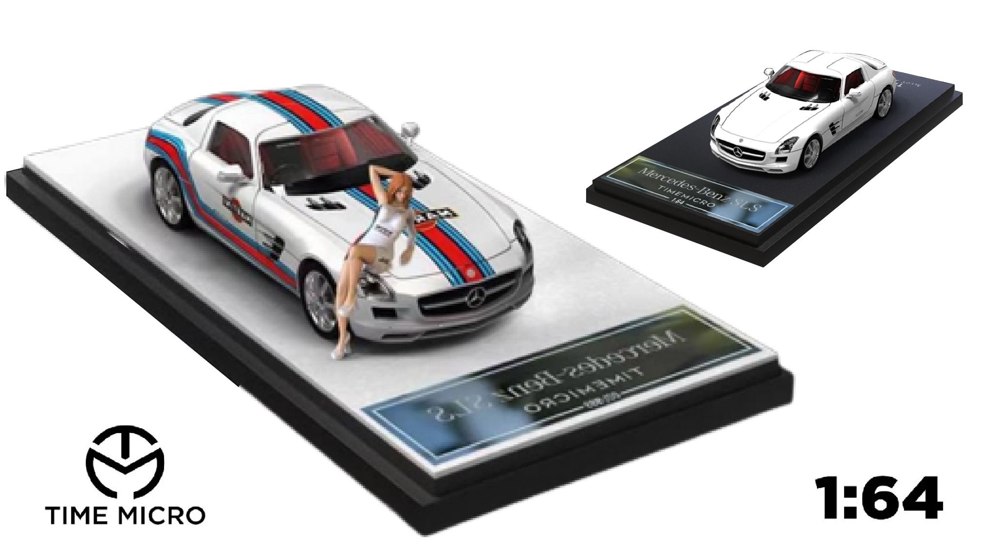 Mô hình xe Mercedes Benz SLS white tỉ lệ 1:64 Time Micro