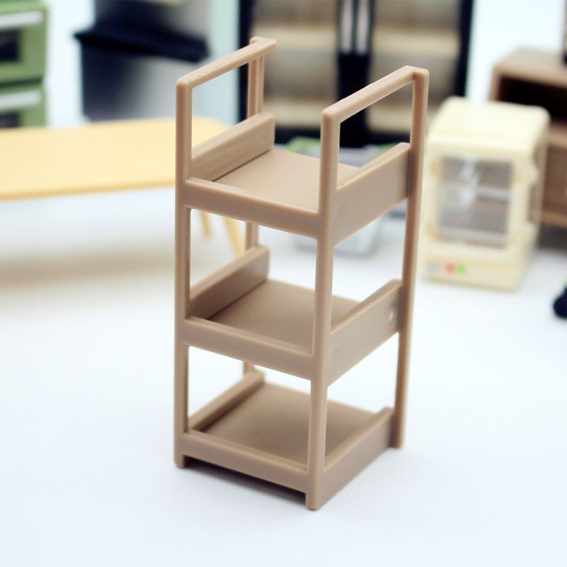 Phụ kiện Decor Mô hình kệ phòng ngủ 3 tầng trang trí mô hình showroom, diorama DE055