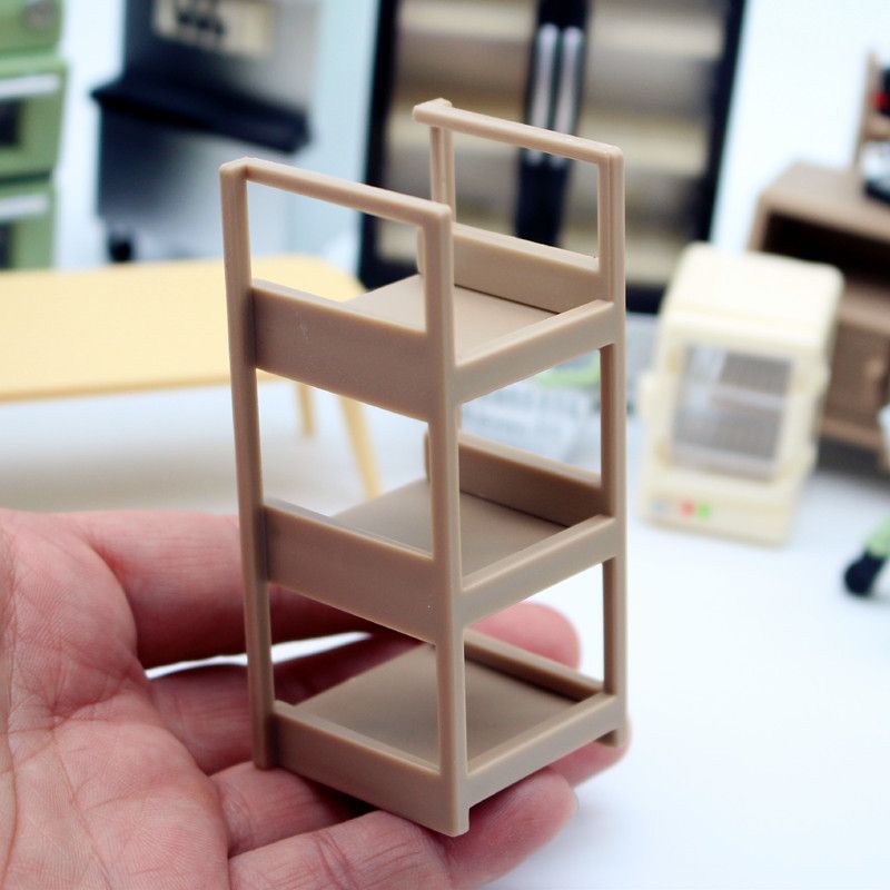 Phụ kiện Decor Mô hình kệ phòng ngủ 3 tầng trang trí mô hình showroom, diorama DE055