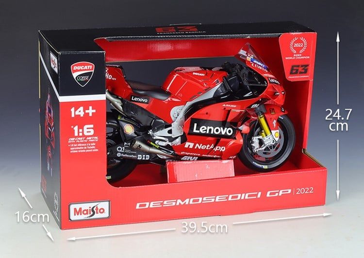  Mô hình xe mô tô Ducati Lenovo Racing Team 2022 tỉ lệ 1:6 Maisto MT048 