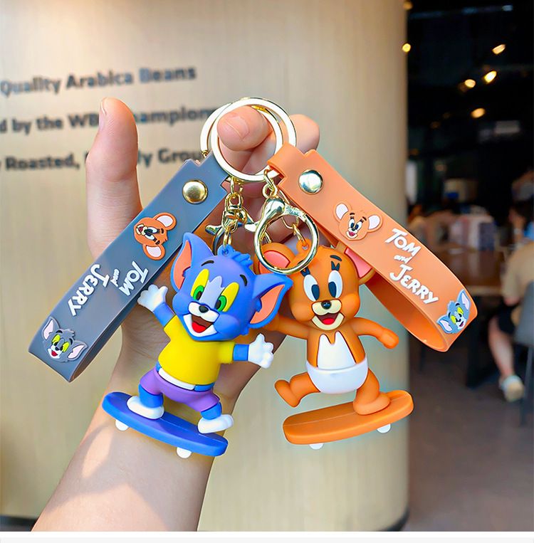 Móc khóa nhựa dẻo - silicon mèo và chuột Tom & Jerry MK026