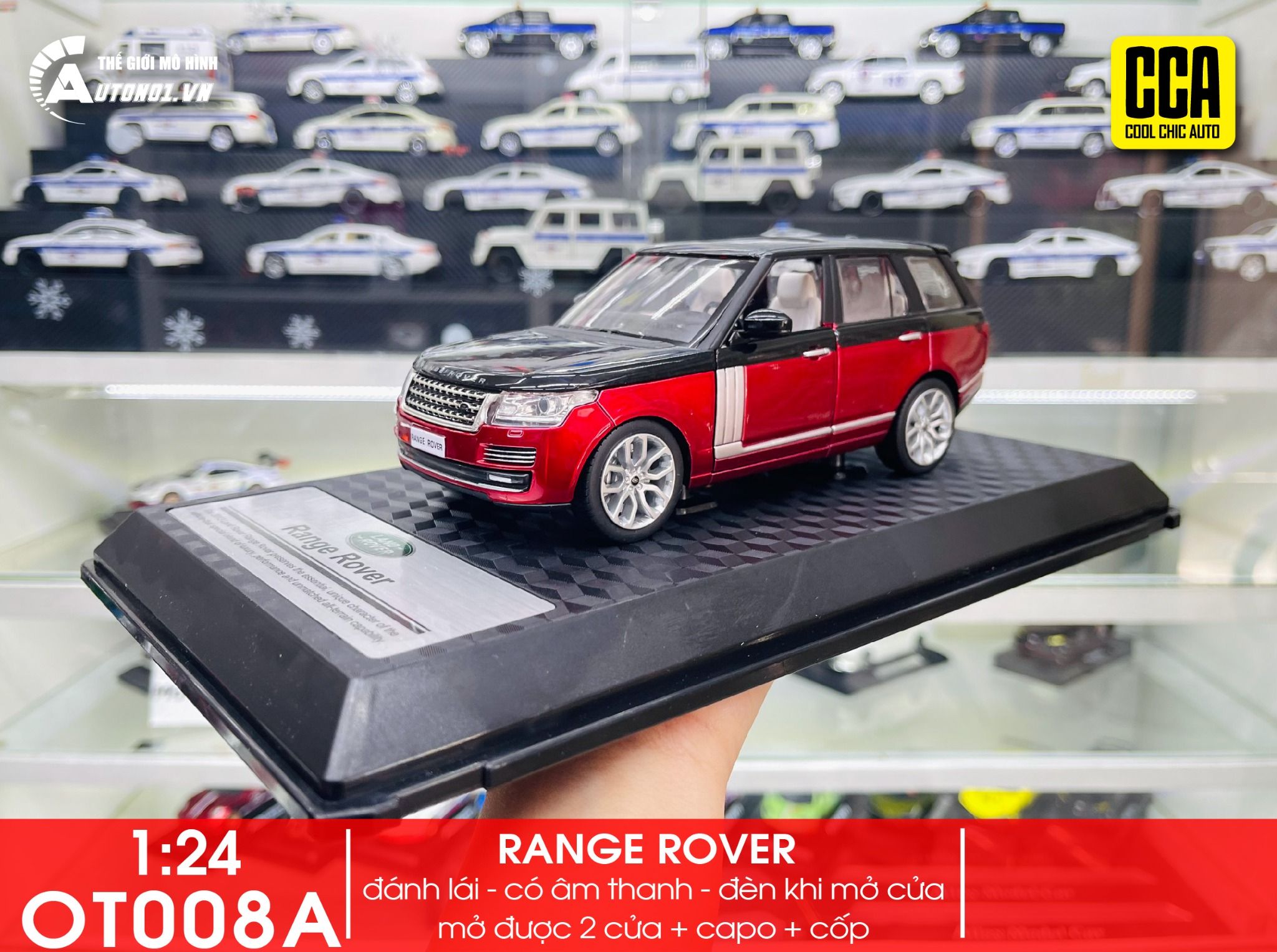 Mô hình xe Range Rover Land Rover mở được 2 cửa, nắp capo và cốp 1:24 CCA Coolchicauto OT008