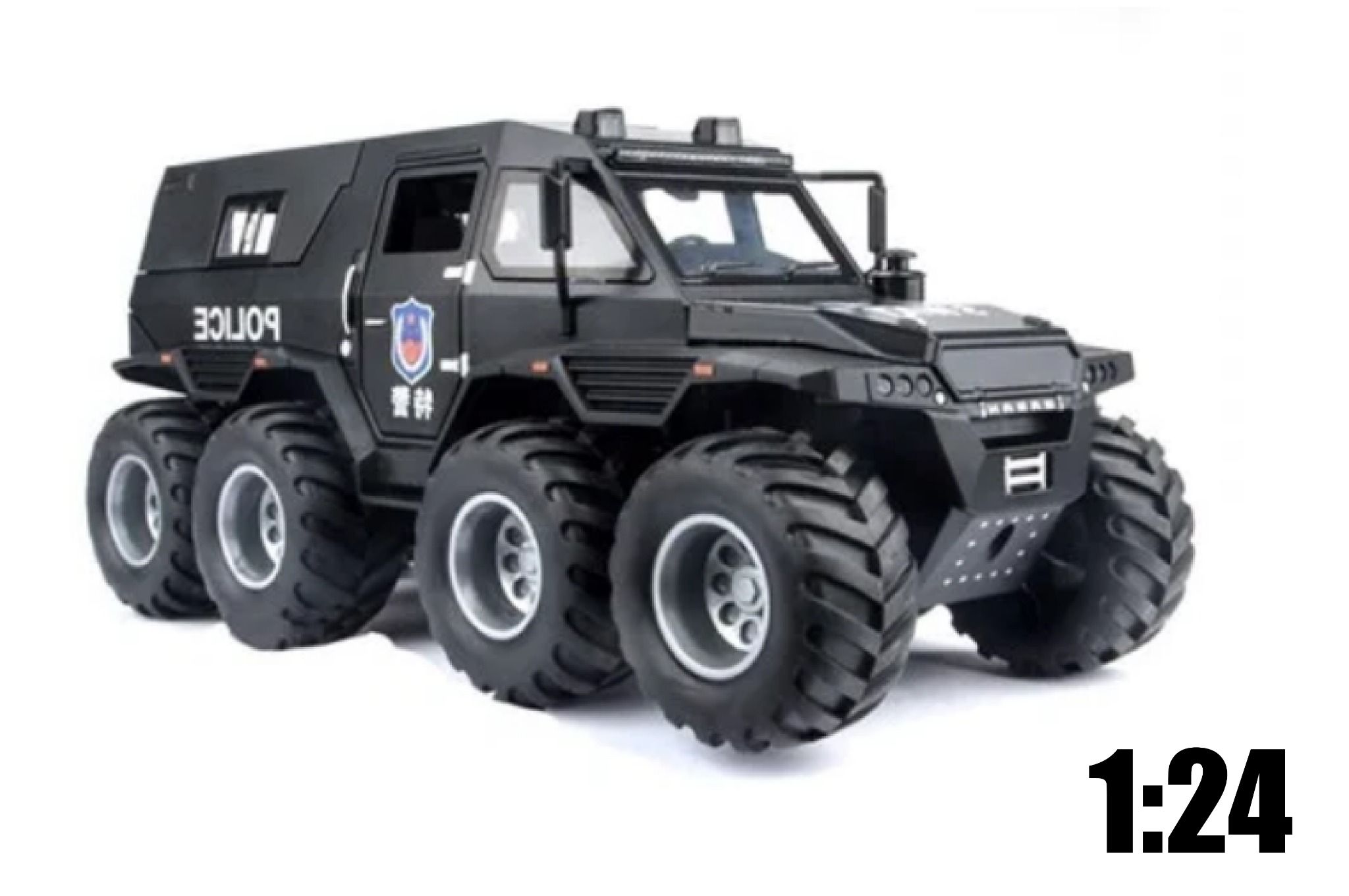 Mô hình xe cảnh sát địa hình lội nước Shaman 8x8 Police 1:24 Miniauto OT135