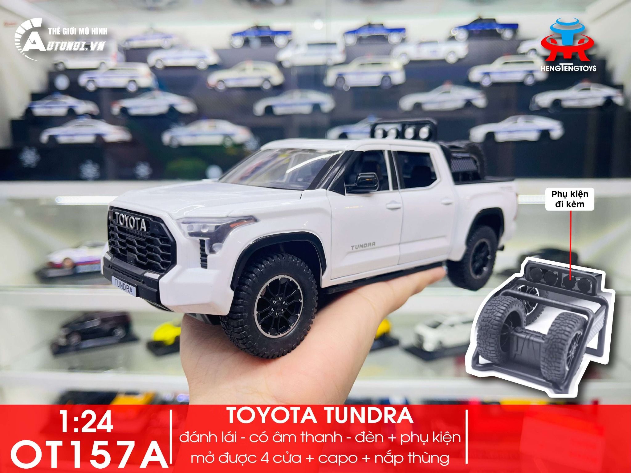Mô hình xe bán tải Toyota Tundra TRD 4x4 1:24 Henteng model OT157