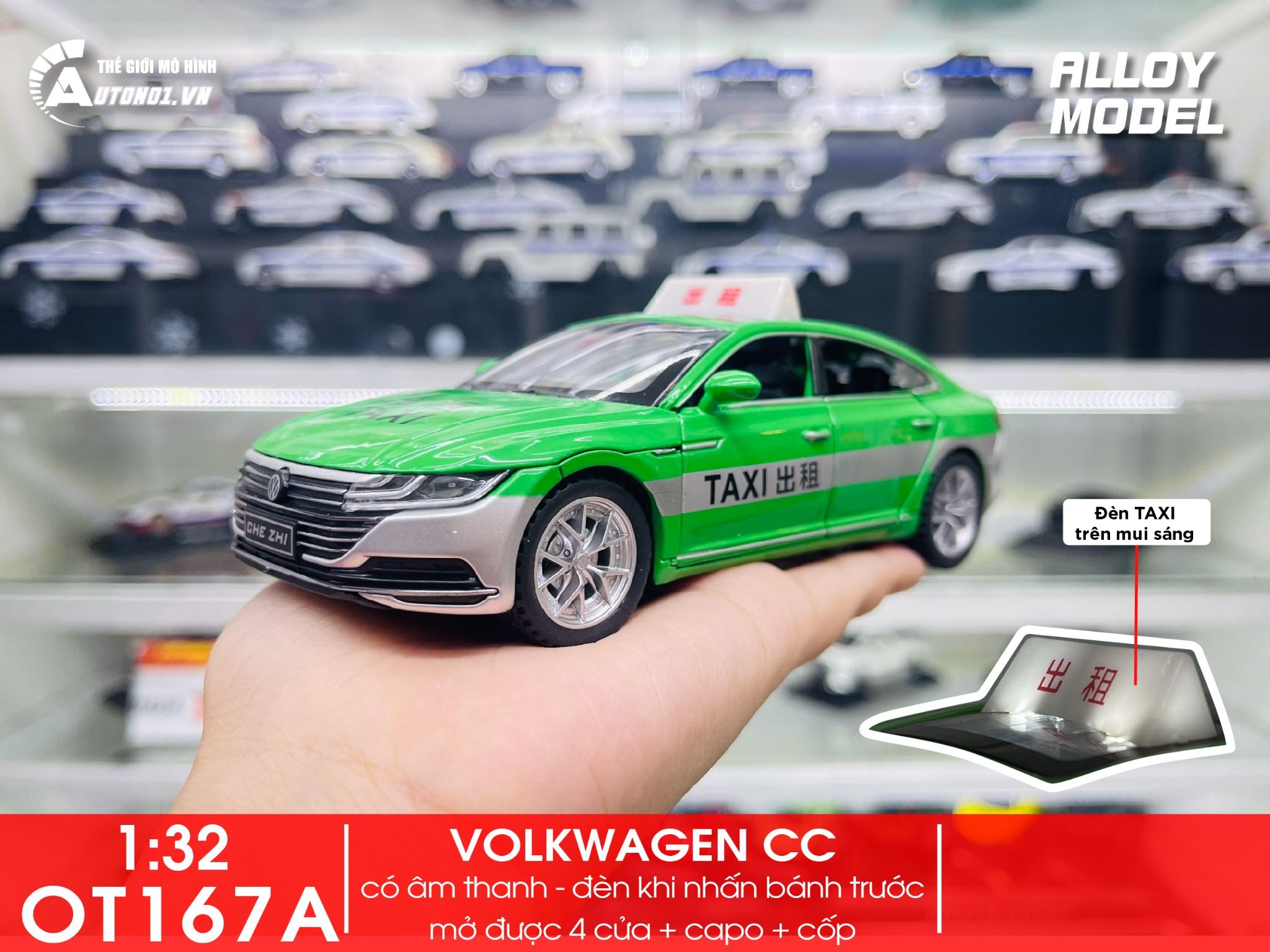 Mô hình xe ô tô Volkwagen CC sedan taxi tỉ lệ 1:32 Alloy model OT167