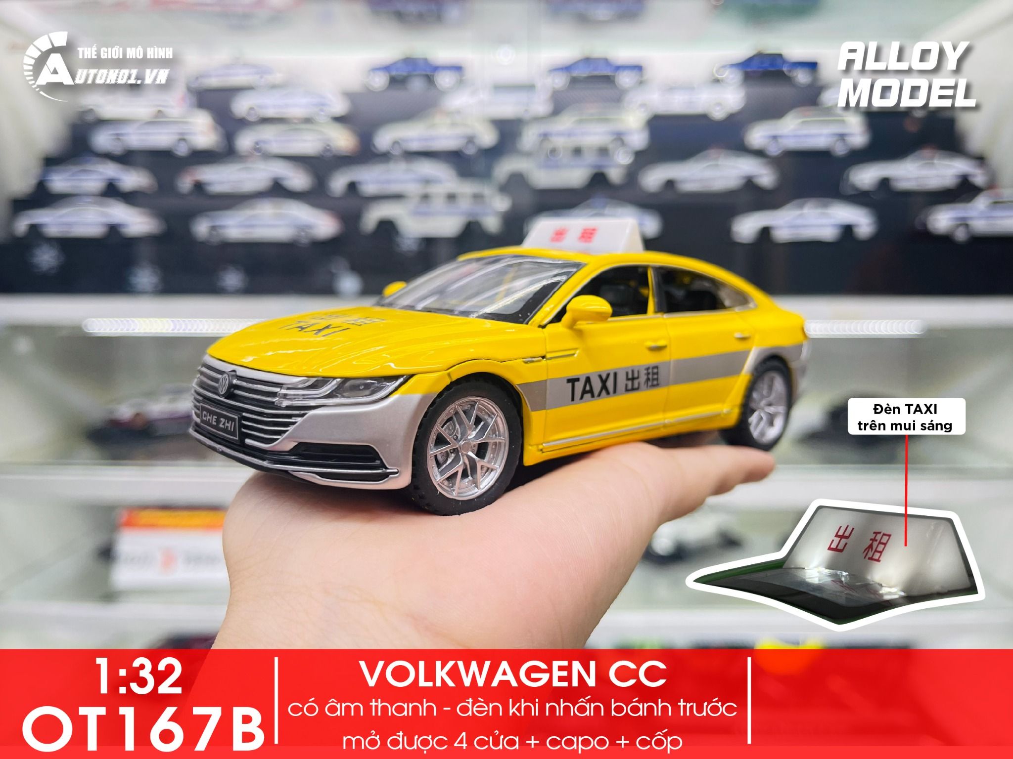 Mô hình xe ô tô Volkwagen CC sedan taxi tỉ lệ 1:32 Alloy model OT167