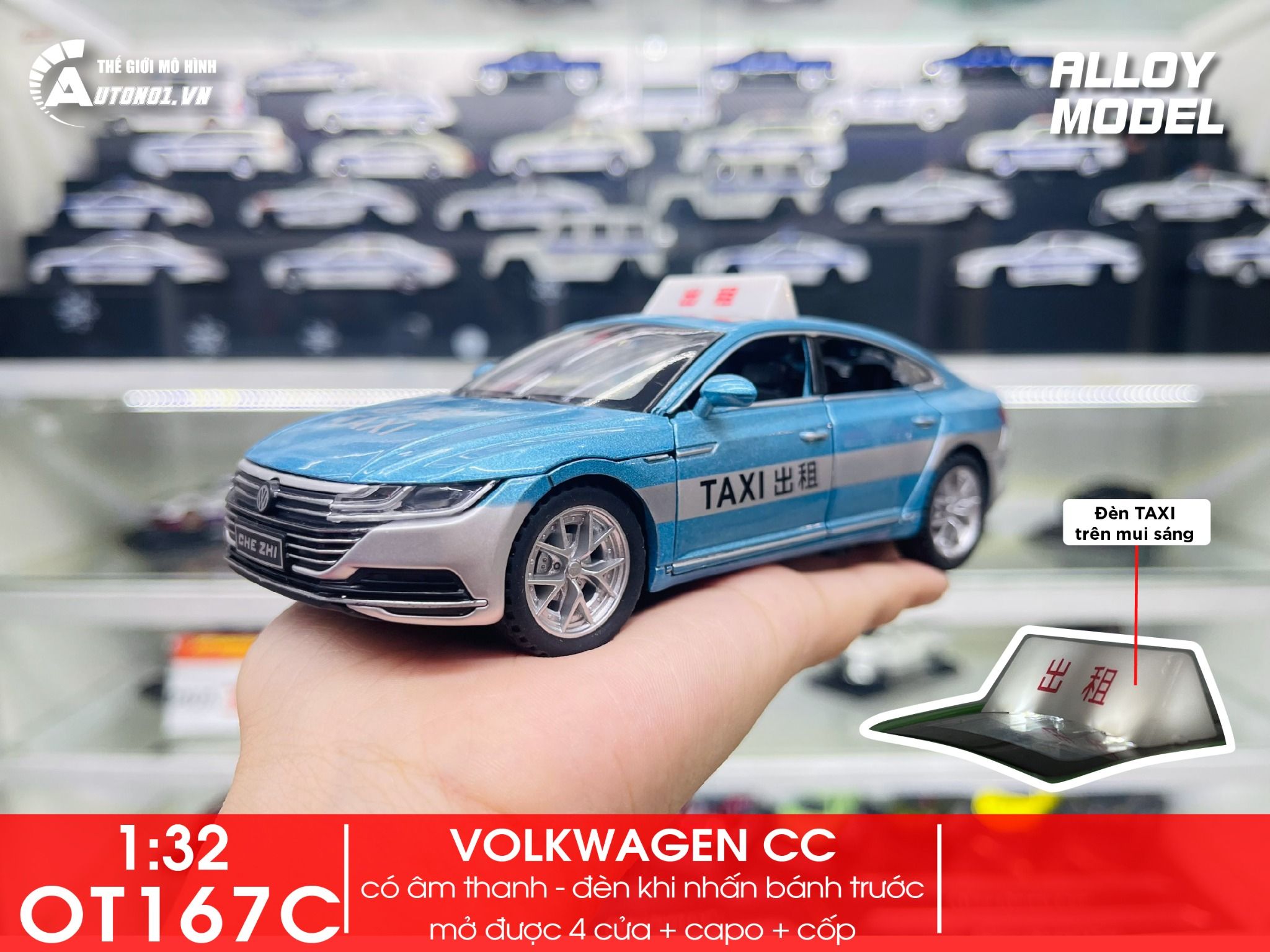 Mô hình xe ô tô Volkwagen CC sedan taxi tỉ lệ 1:32 Alloy model OT167