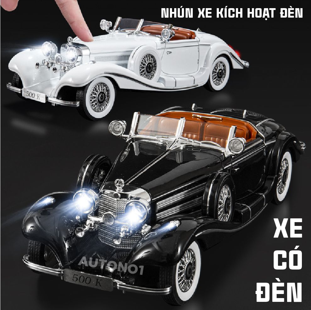 Mô hình xe Mercedes-Benz 500K full open - có đèn - âm thanh tỉ lệ 1:18 OK Model OT18002