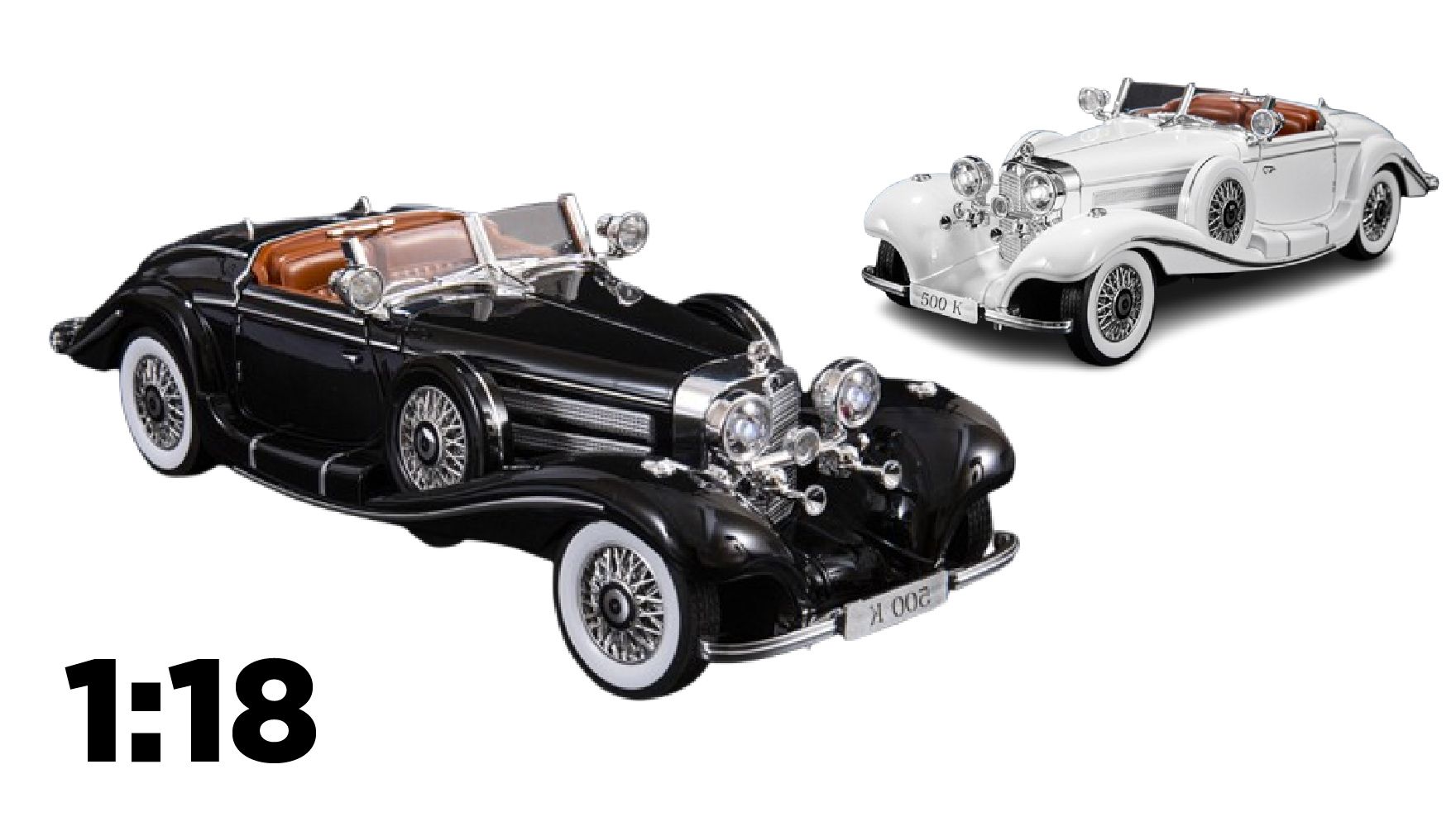 Mô hình xe Mercedes-Benz 500K full open - có đèn - âm thanh tỉ lệ 1:18 OK Model OT18002
