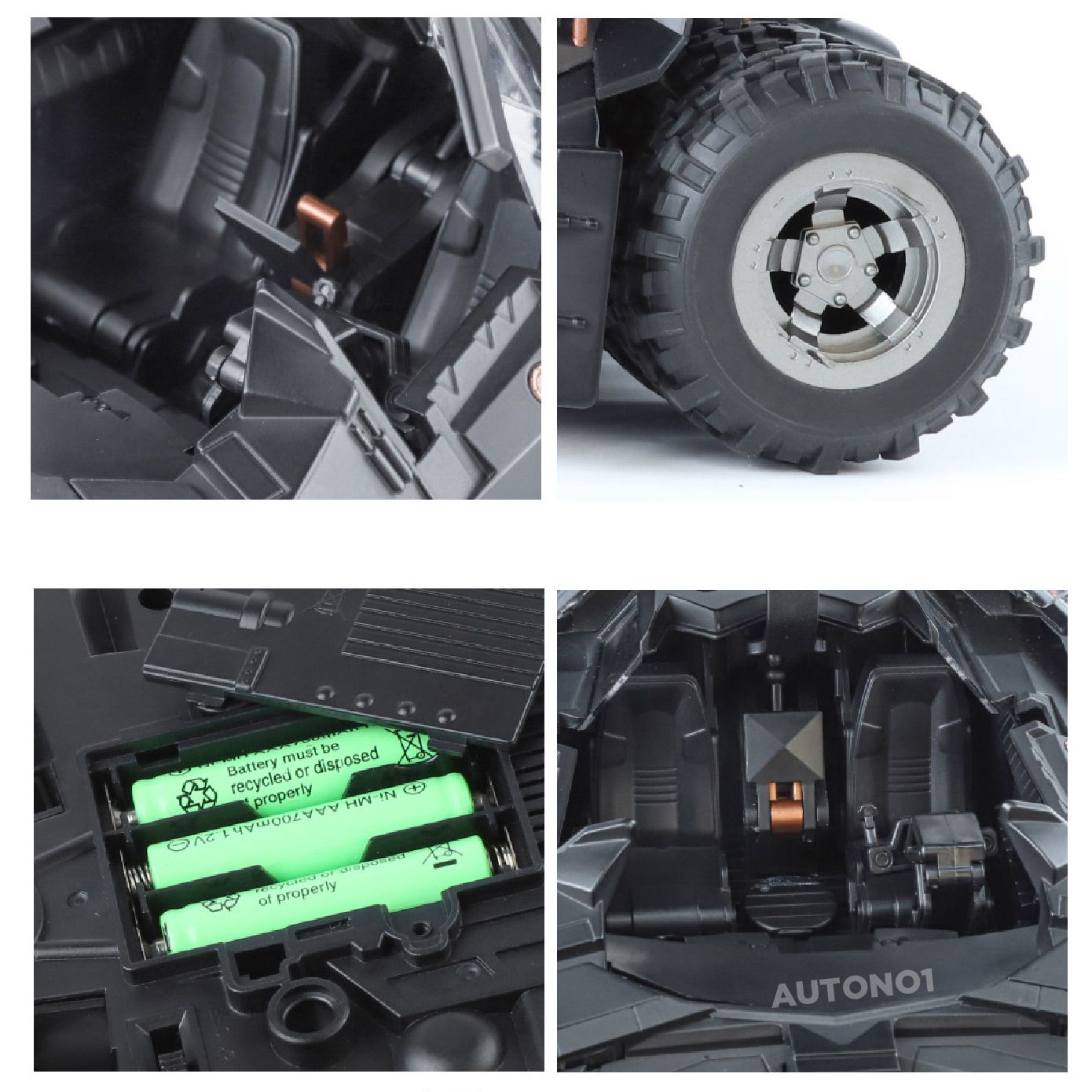 Mô hình xe Batman Batmobile The Dark Knight Tumbler phun khói - có đèn - âm thanh tỉ lệ 1:18 Alloy Model OT18005