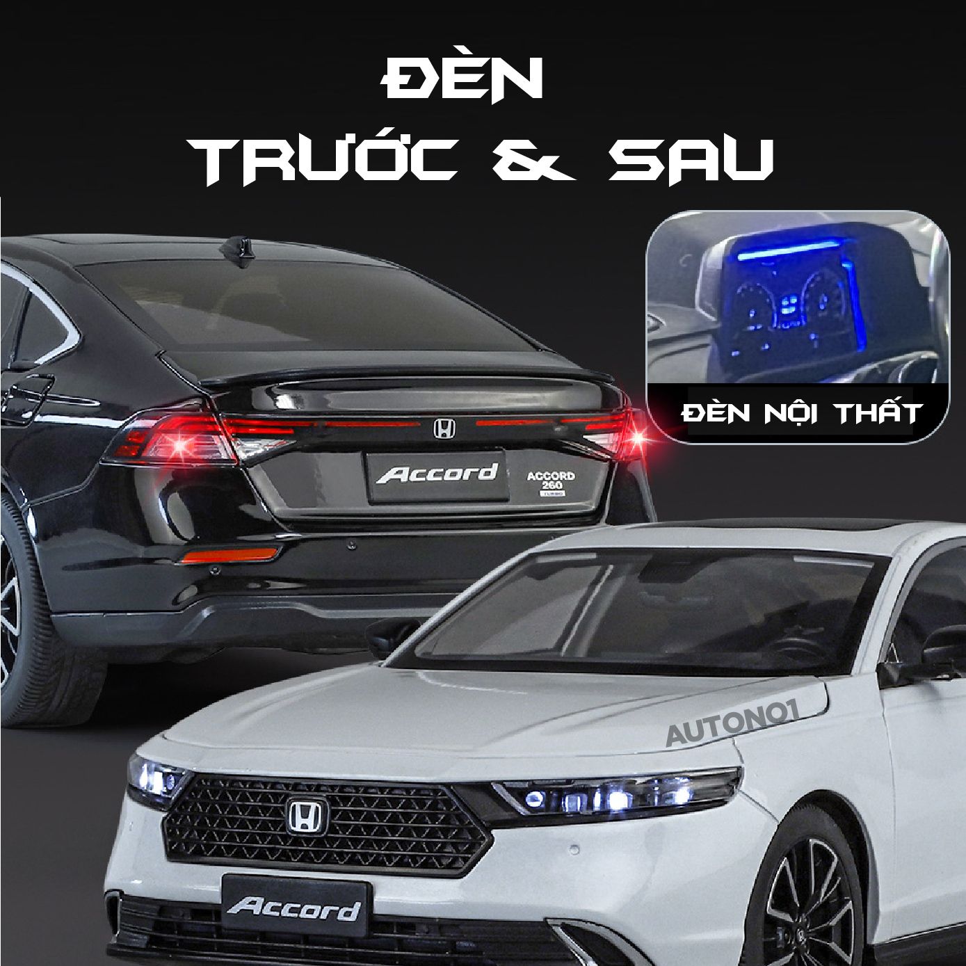Mô hình Honda Accord full open - full kính - có đèn - âm thanh tỉ lệ 1:18 Alloy Model OT18006