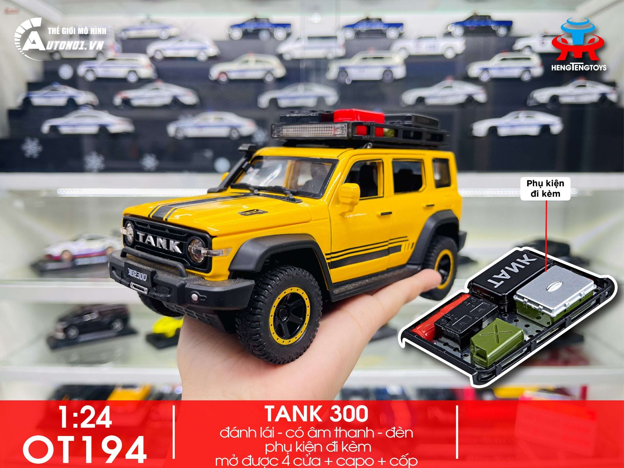 Mô hình xe địa hình Tank 300 Frontier tỉ lệ 1:24 Henteng model OT194