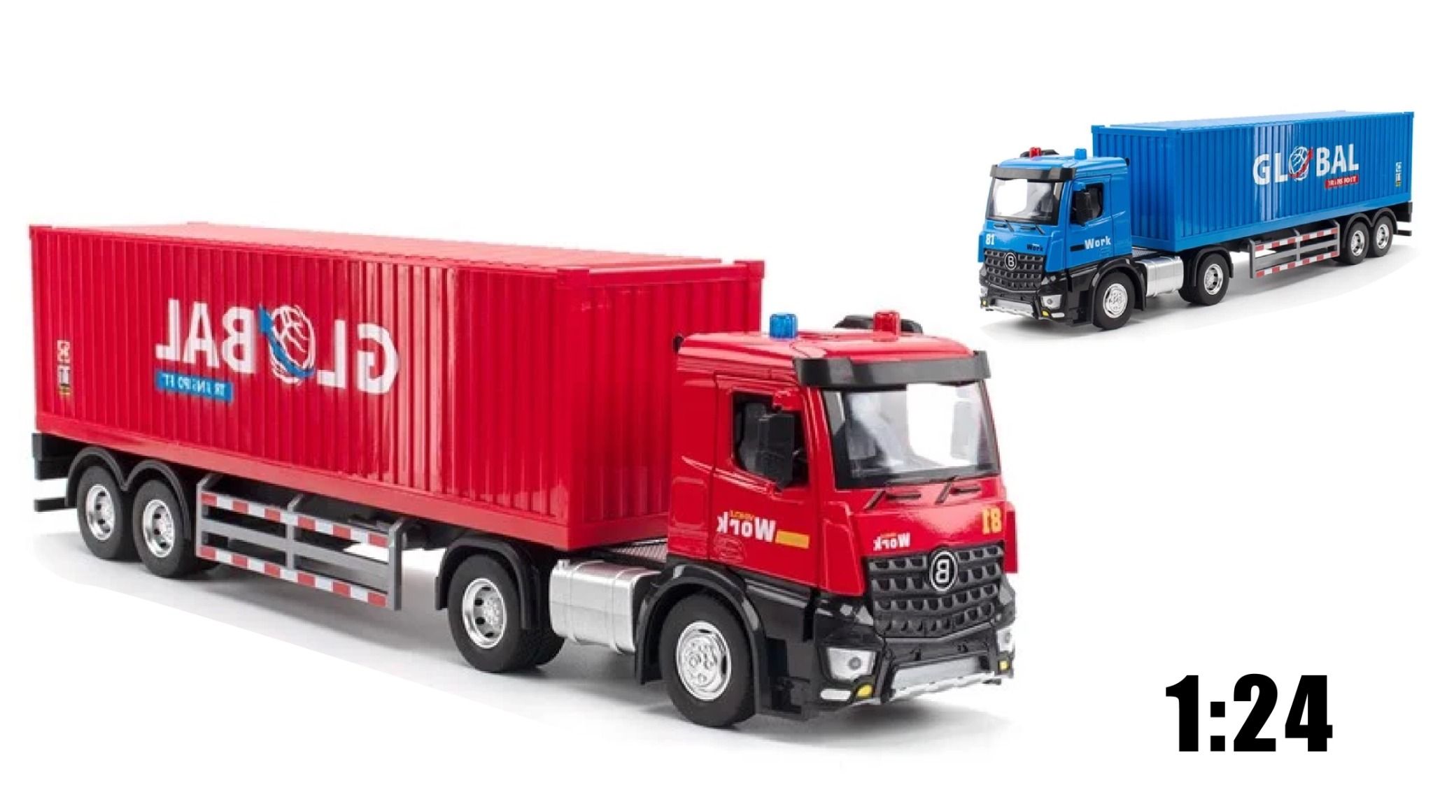  Mô hình xe container tỉ lệ 1:24 đầu kim loại - thùng xe nhựa Metal DieCast OT195 