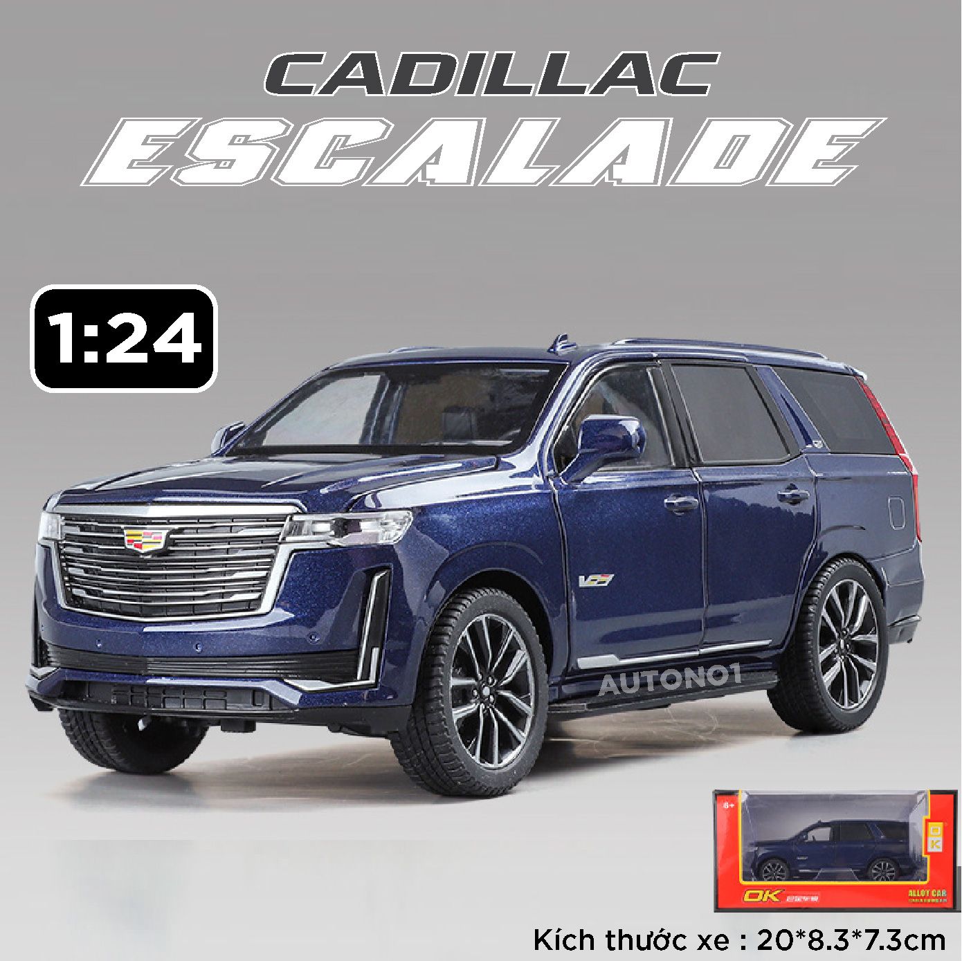 Mô hình xe Cadillac Escalade full open - có đèn - âm thanh tỉ lệ 1:24 OK Model OT24012