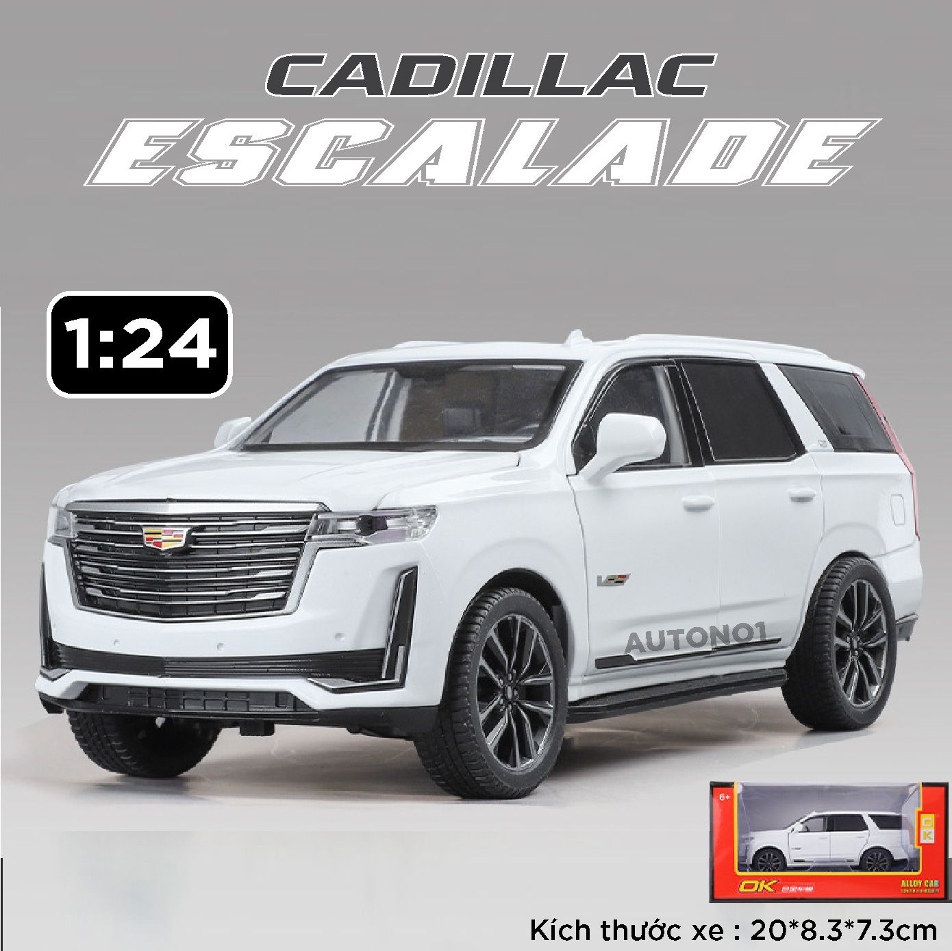 Mô hình xe Cadillac Escalade full open - có đèn - âm thanh tỉ lệ 1:24 OK Model OT24012