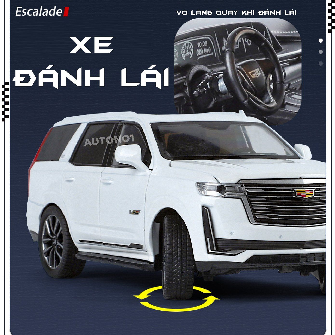 Mô hình xe Cadillac Escalade full open - có đèn - âm thanh tỉ lệ 1:24 OK Model OT24012