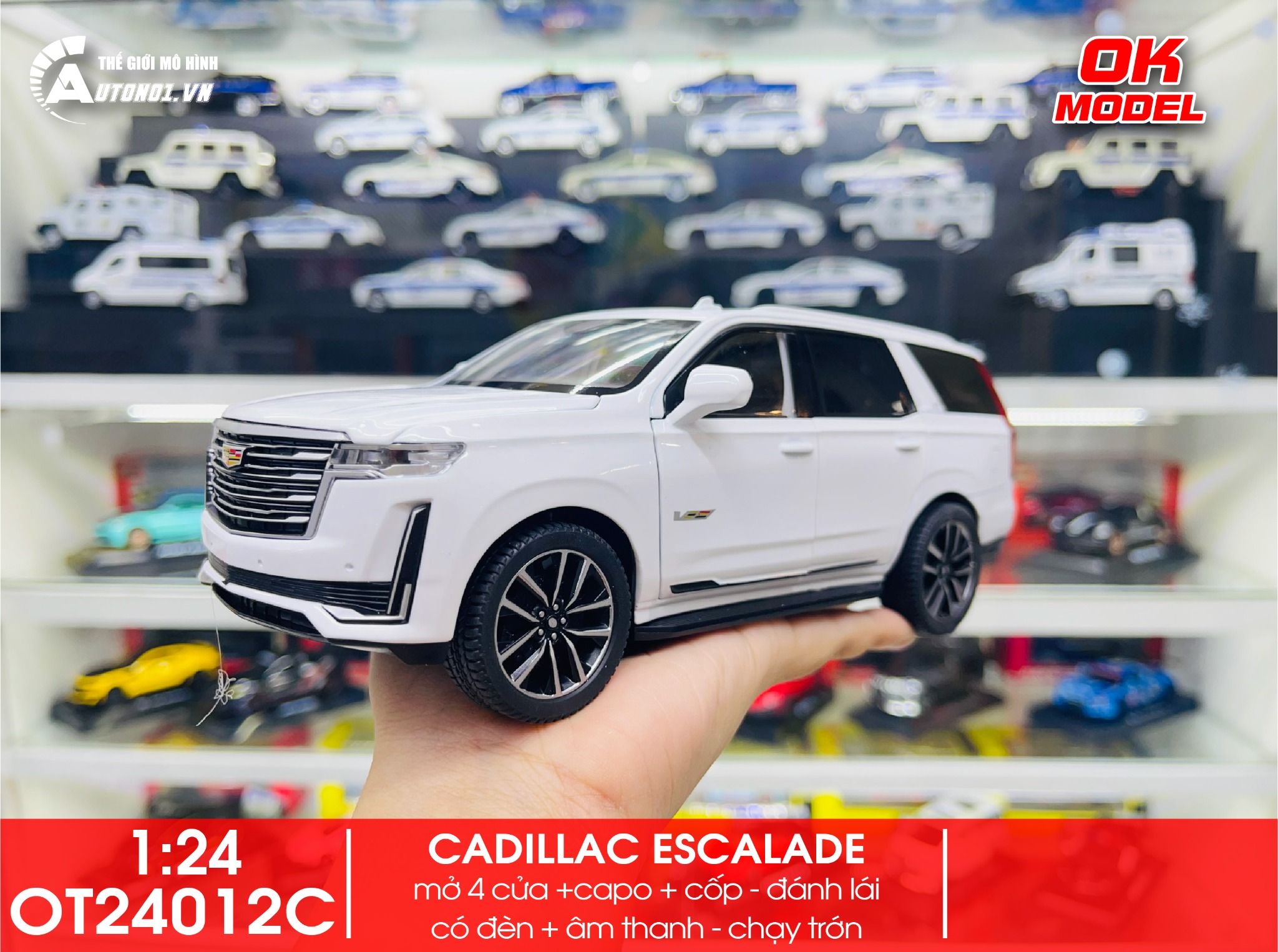 Mô hình xe Cadillac Escalade full open - có đèn - âm thanh tỉ lệ 1:24 OK Model OT24012