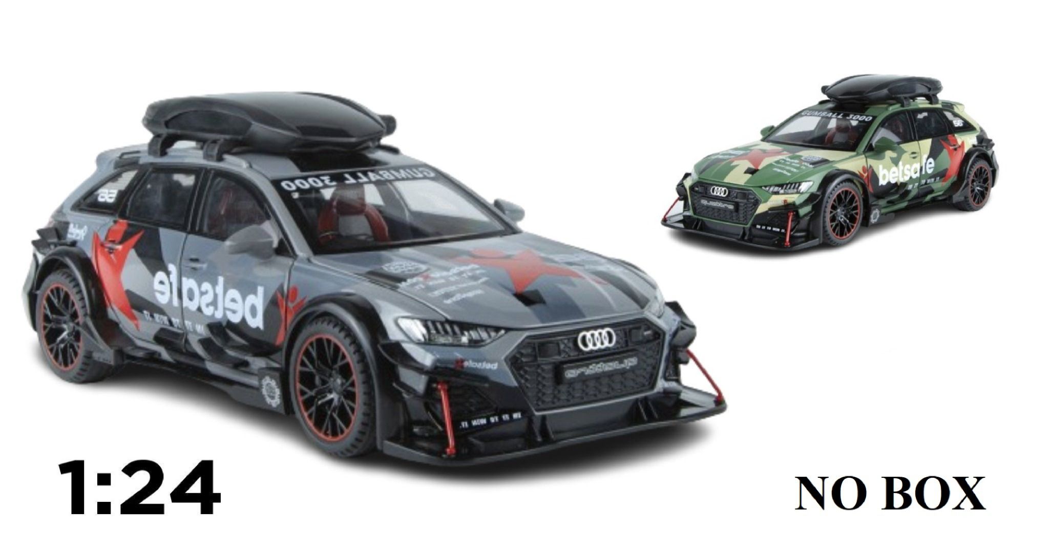 Mô hình xe Audi RS6 DTM 56 box camping full open - có âm thanh - đèn - đánh lái No box tỉ lệ 1:24 Jinlifiang OT24019
