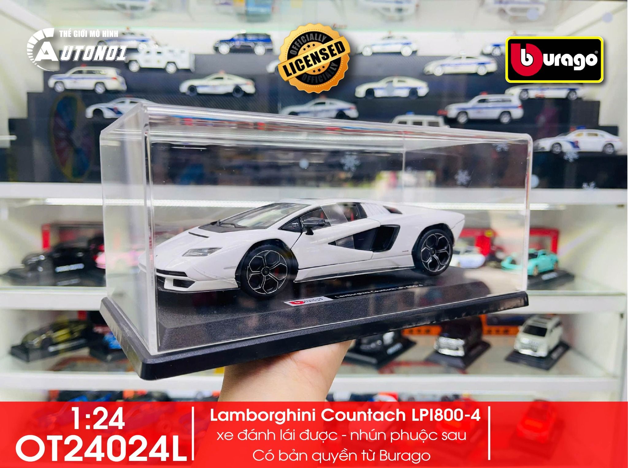 Mô hình xe có đế kèm hộp mica các hãng Lamborghini - Porsche - Ferrari tỉ lệ 1:24 Bburago OT24024