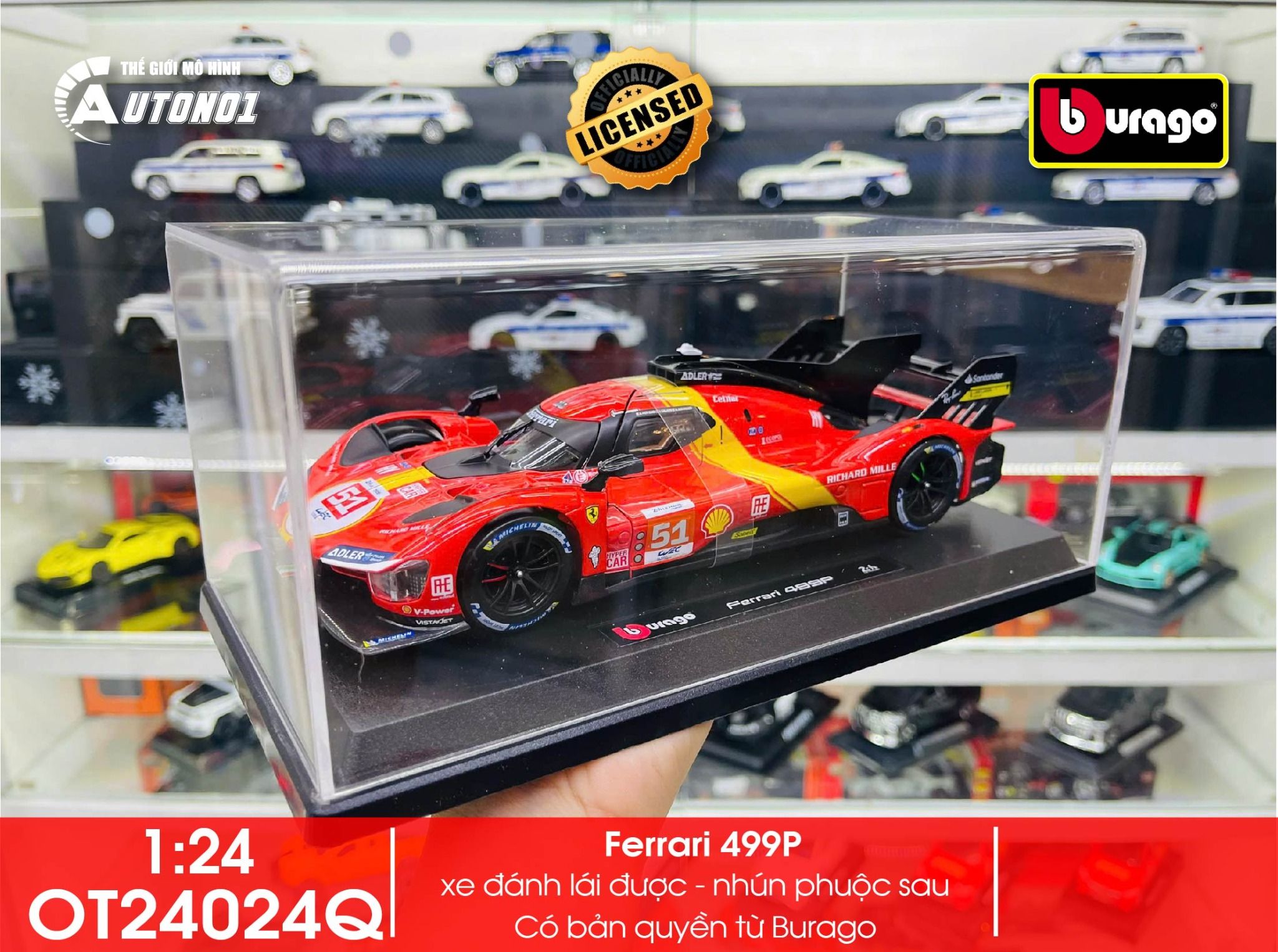 Mô hình xe có đế kèm hộp mica các hãng Lamborghini - Porsche - Ferrari tỉ lệ 1:24 Bburago OT24024