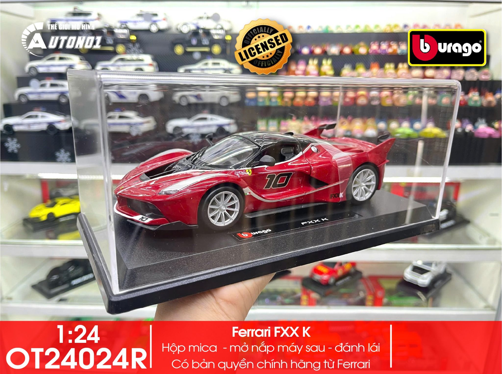 Mô hình xe có đế kèm hộp mica các hãng Lamborghini - Porsche - Ferrari tỉ lệ 1:24 Bburago OT24024