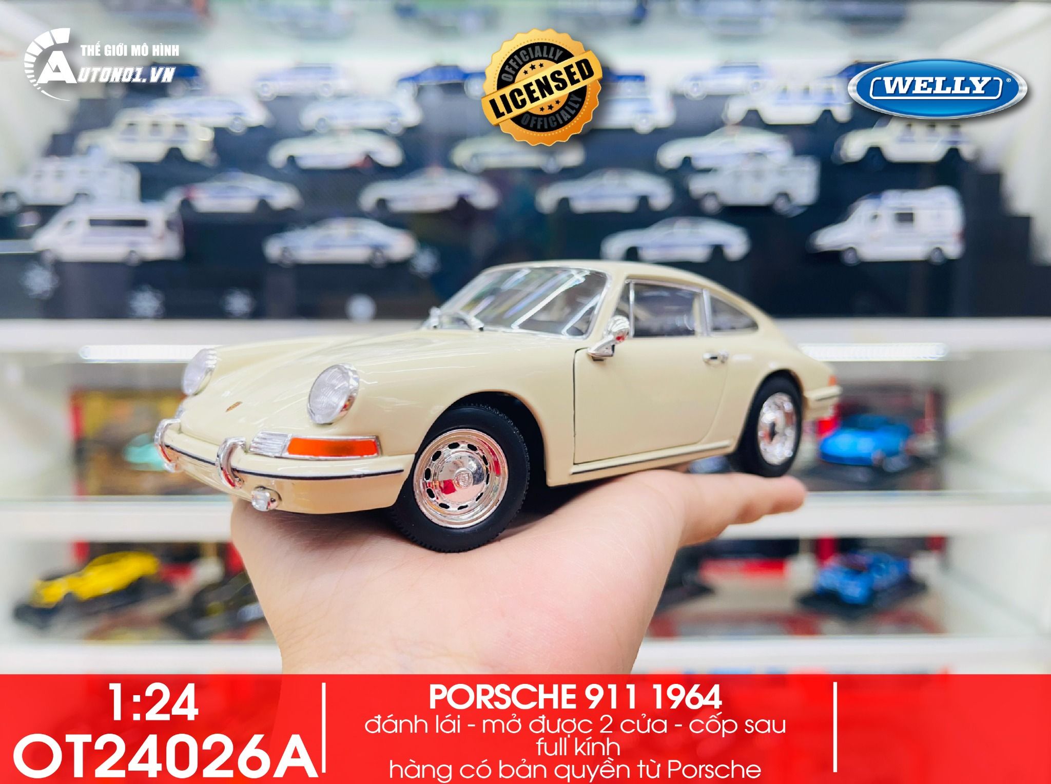 Mô hình xe Porsche 911 1964 tỉ lệ 1:24 Welly OT24026