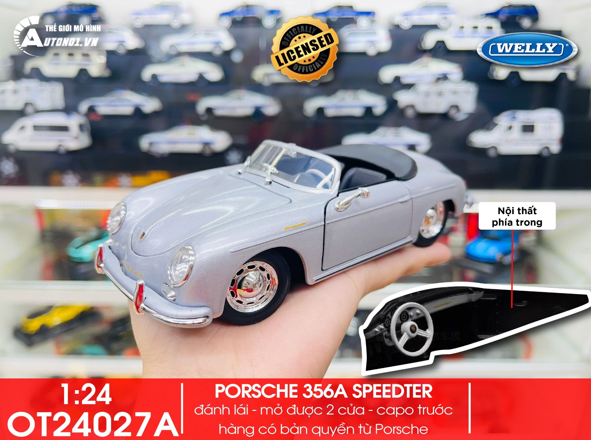 Mô hình xe Porsche 356A Speedster tỉ lệ 1:24 Welly OT24027