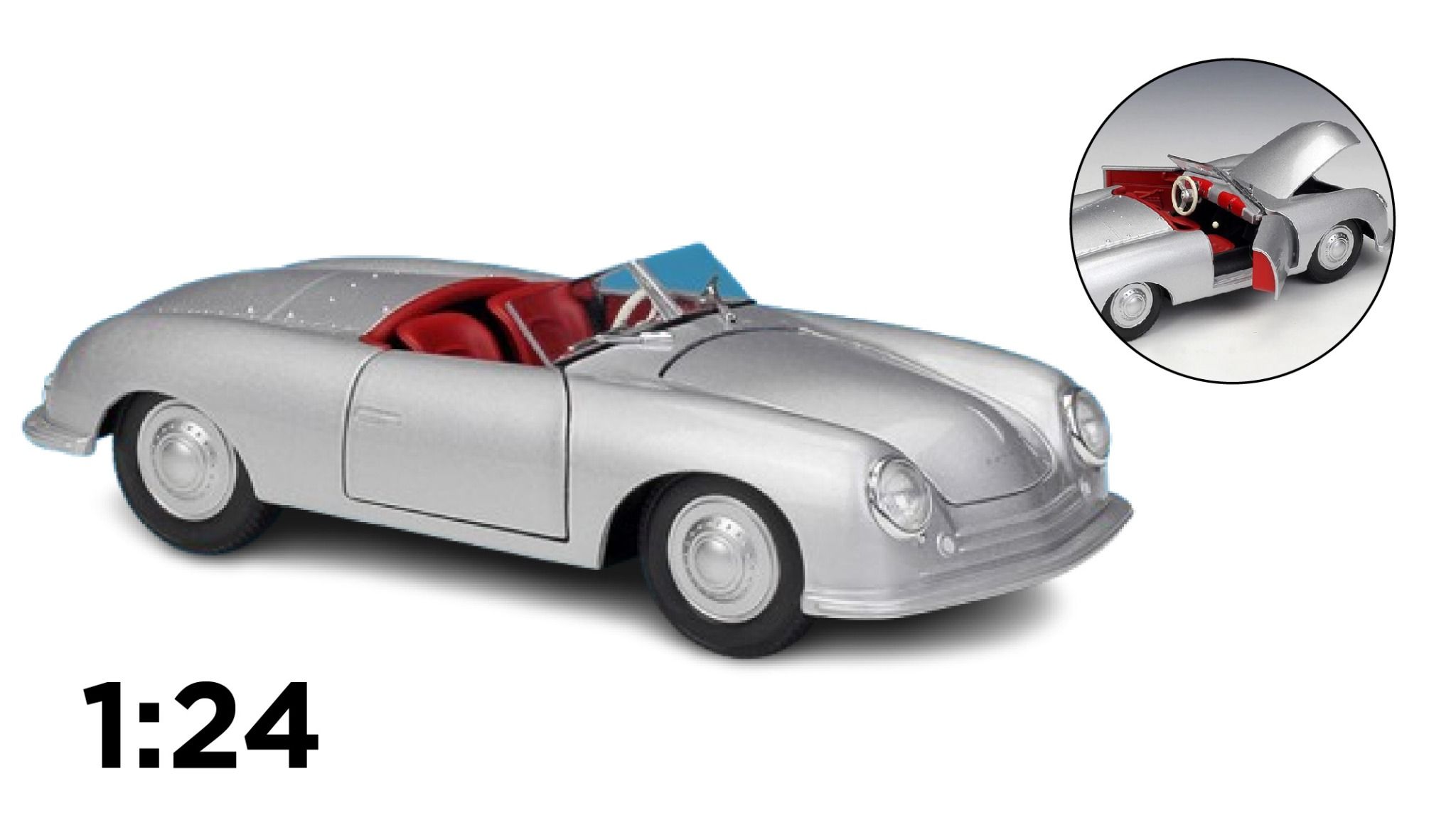 Mô hình xe Porsche 356 1948 No.1 Roadster đánh lái được tỉ lệ 1:24 Welly OT24028