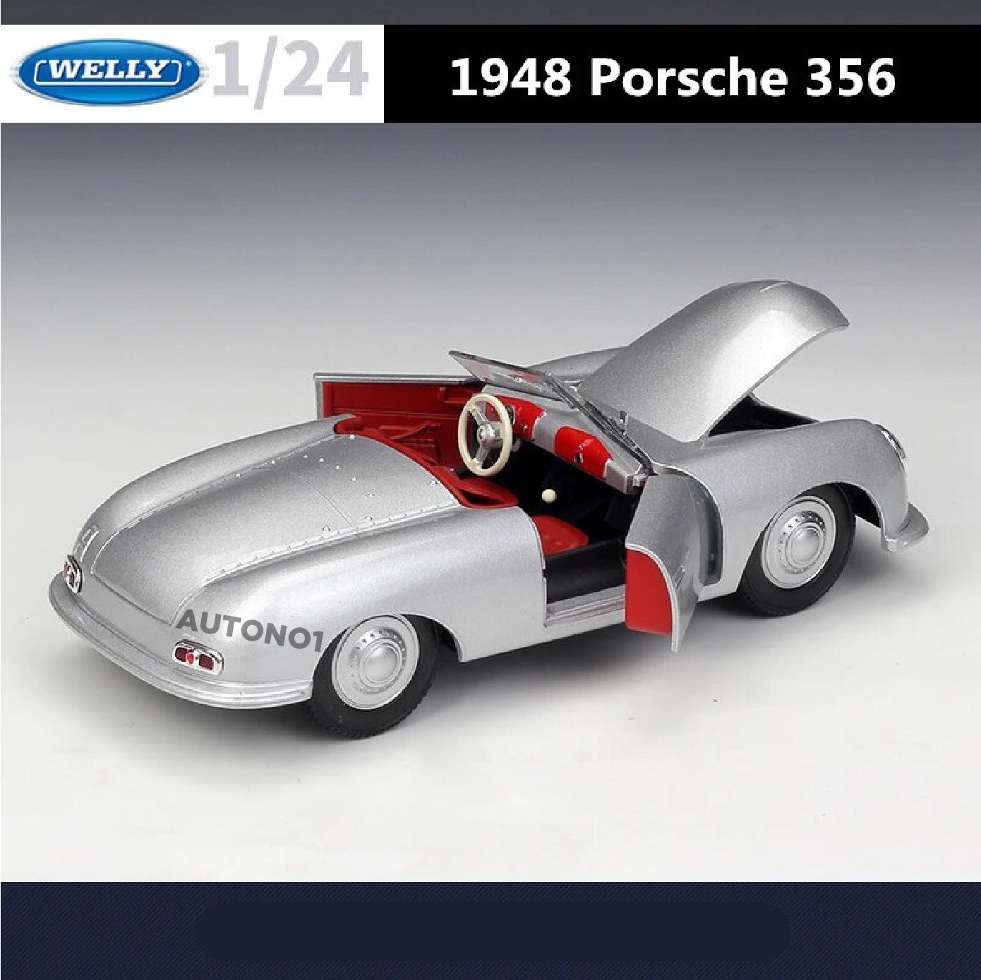 Mô hình xe Porsche 356 1948 No.1 Roadster đánh lái được tỉ lệ 1:24 Welly OT24028